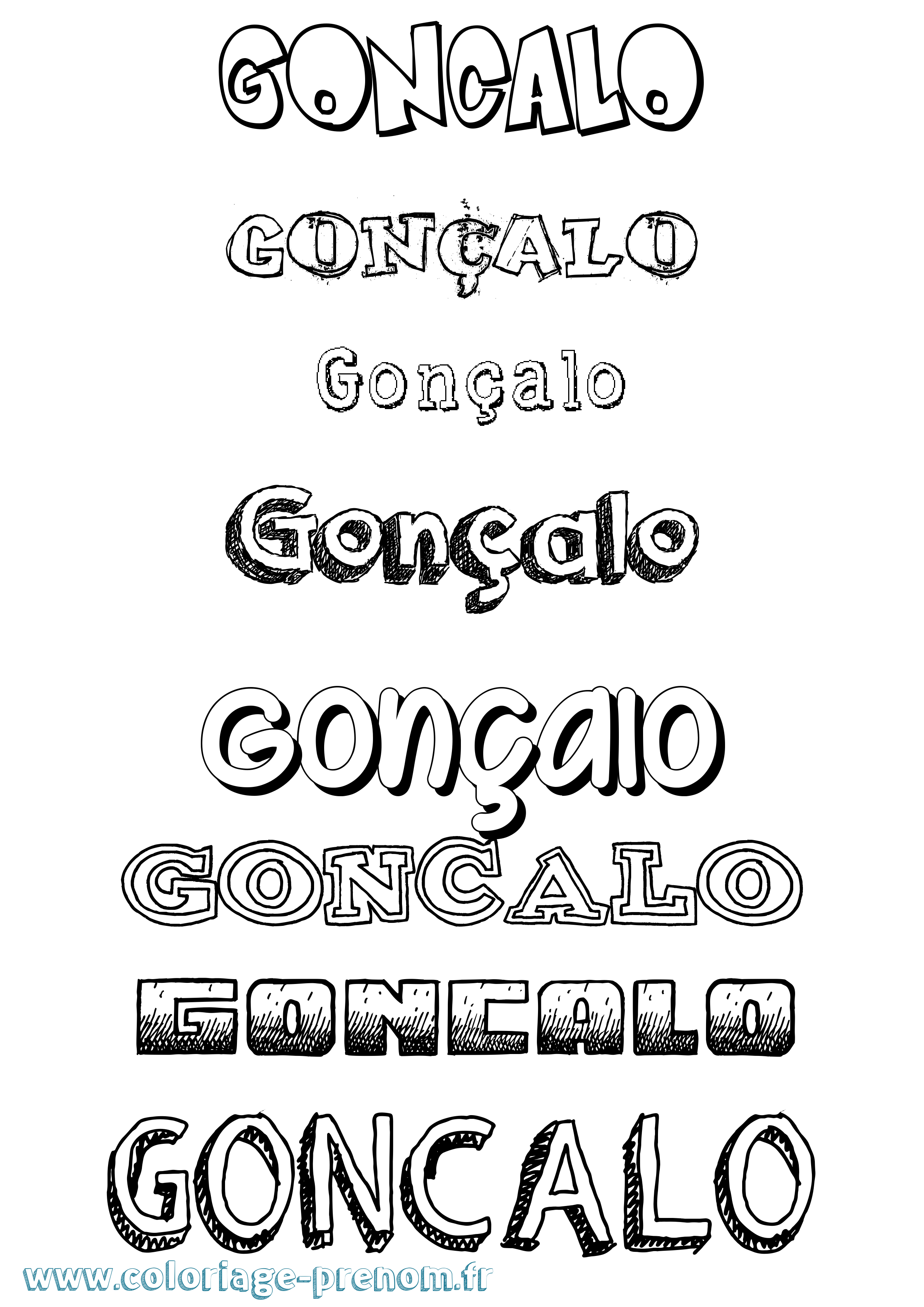 Coloriage Gonçalo Dessiné Coloriage prénom Gonçalo Dessiné