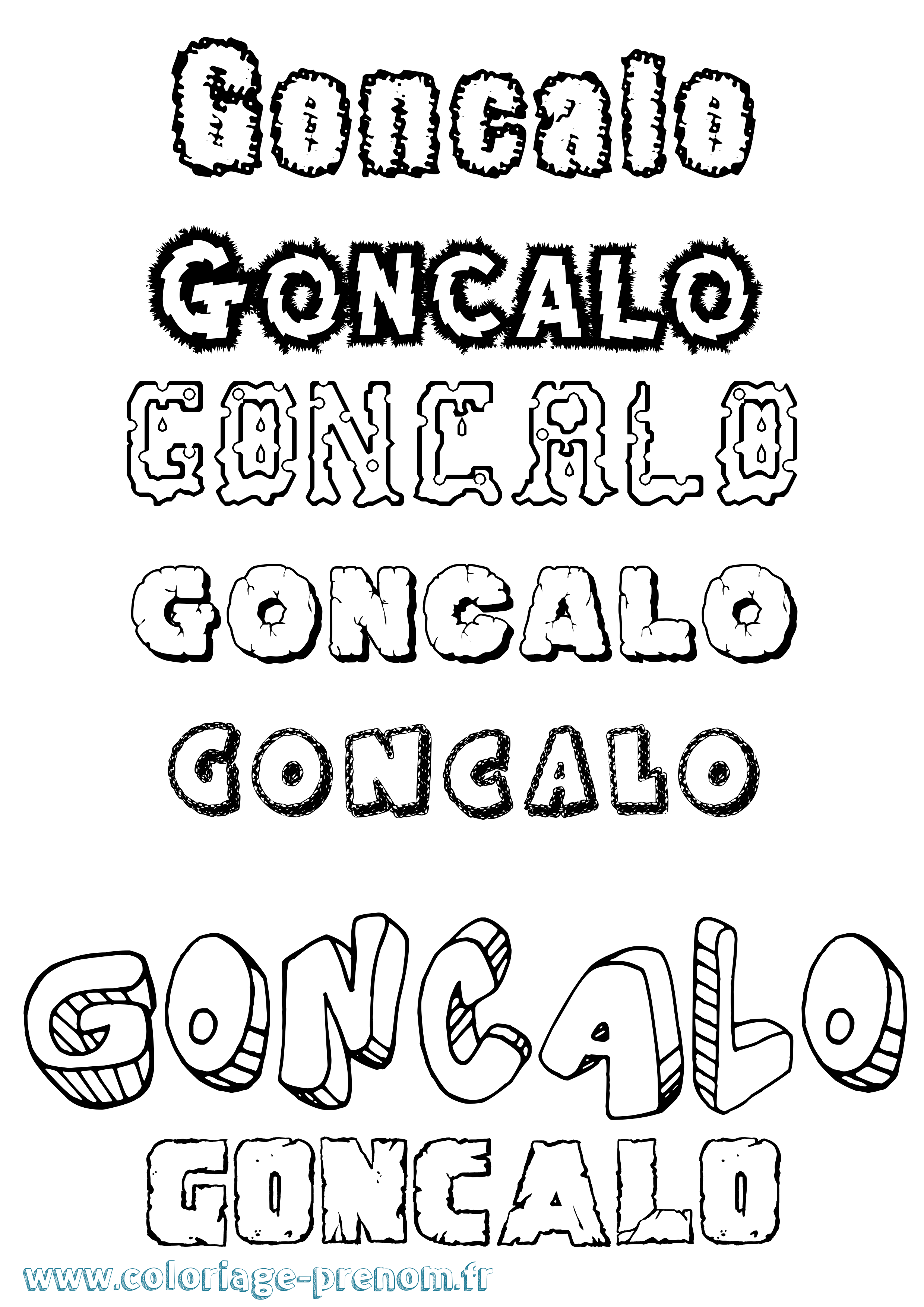 Coloriage Gonçalo Destructuré Coloriage prénom Gonçalo Destructuré