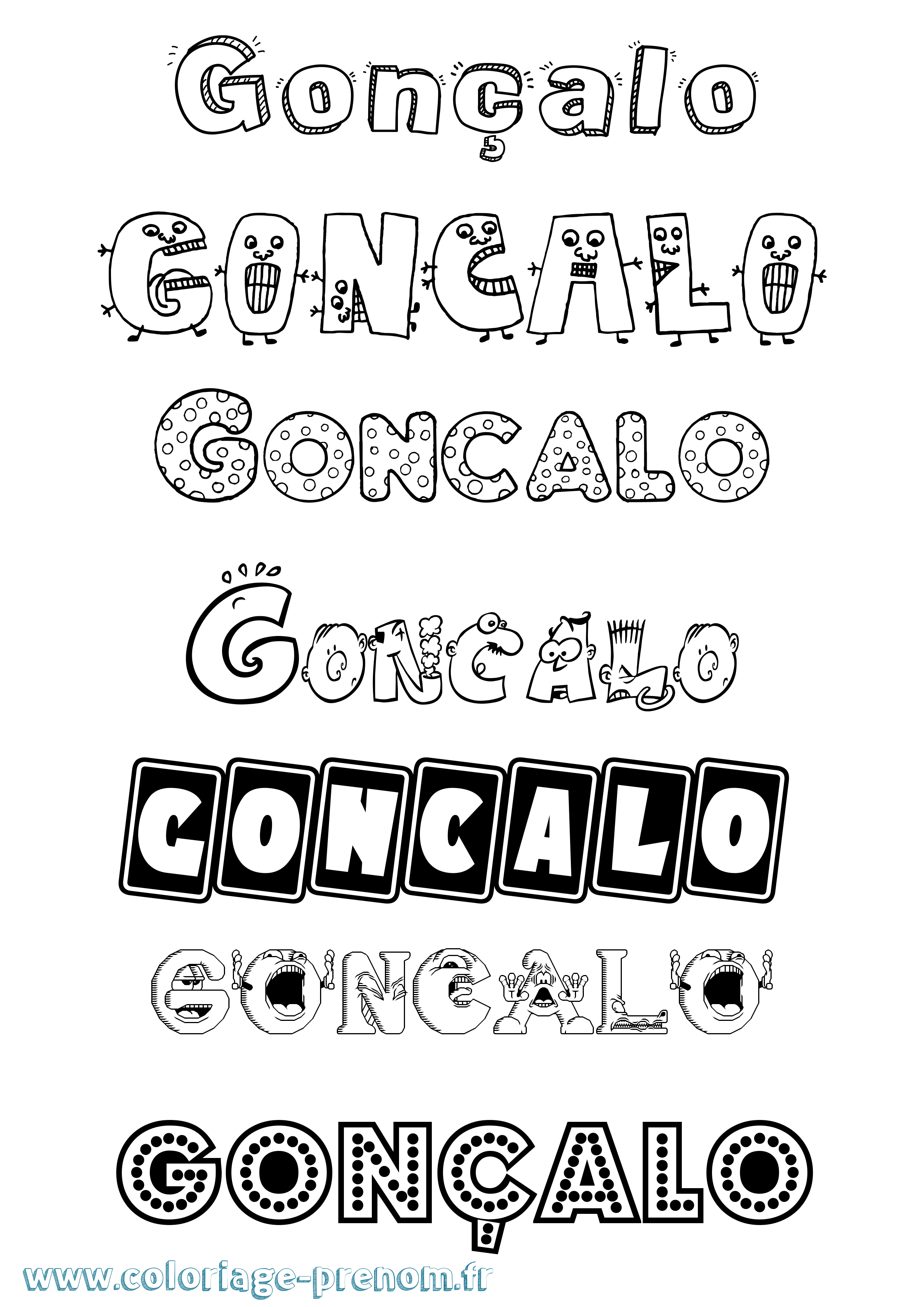 Coloriage Gonçalo Fun Coloriage prénom Gonçalo Fun