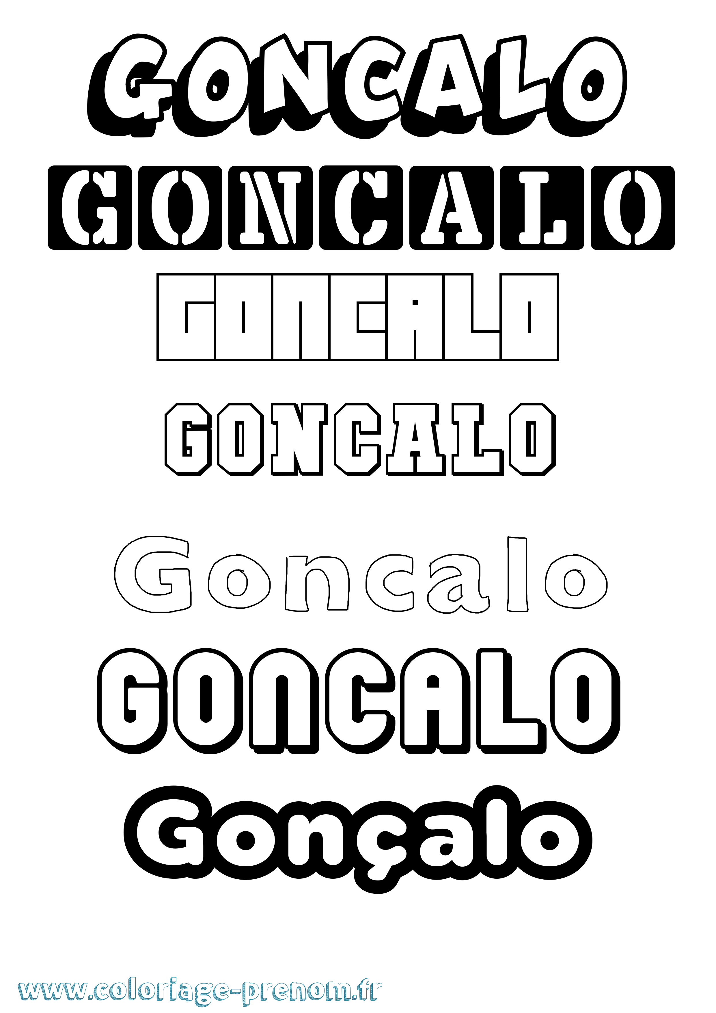 Coloriage Gonçalo Simple Coloriage prénom Gonçalo Simple