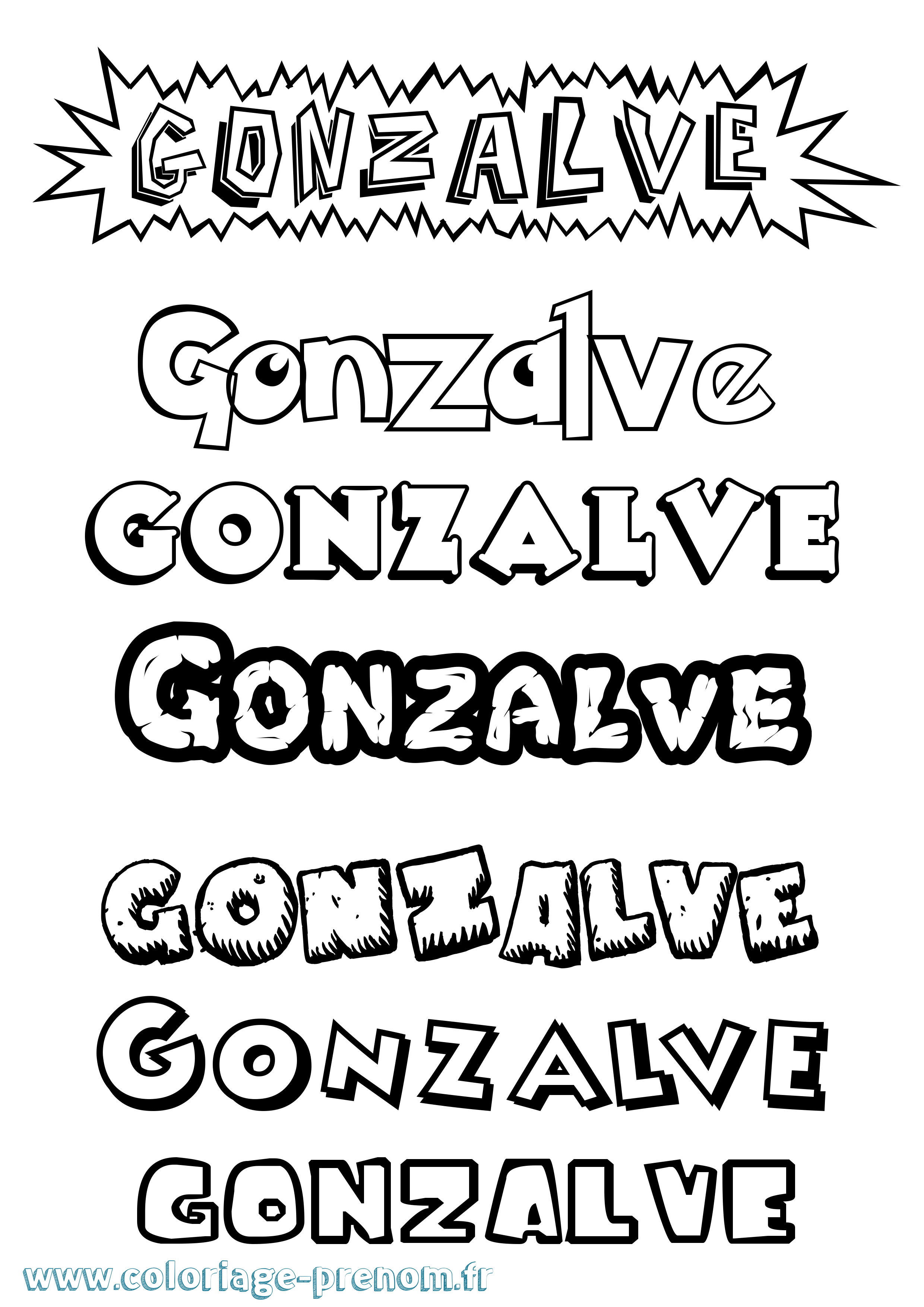Coloriage Gonzalve Dessin Animé Coloriage prénom Gonzalve Dessin Animé
