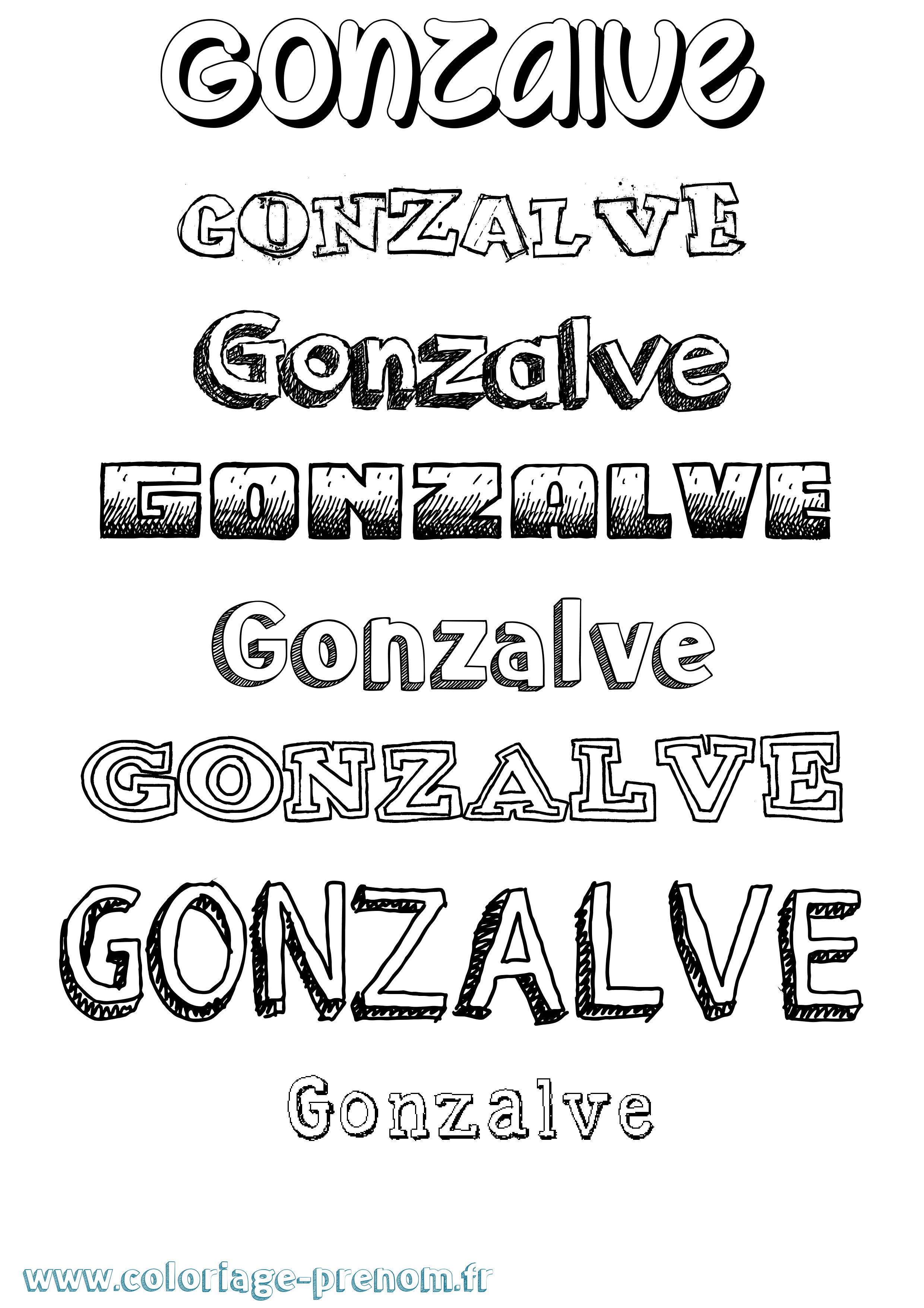 Coloriage Gonzalve Dessiné Coloriage prénom Gonzalve Dessiné