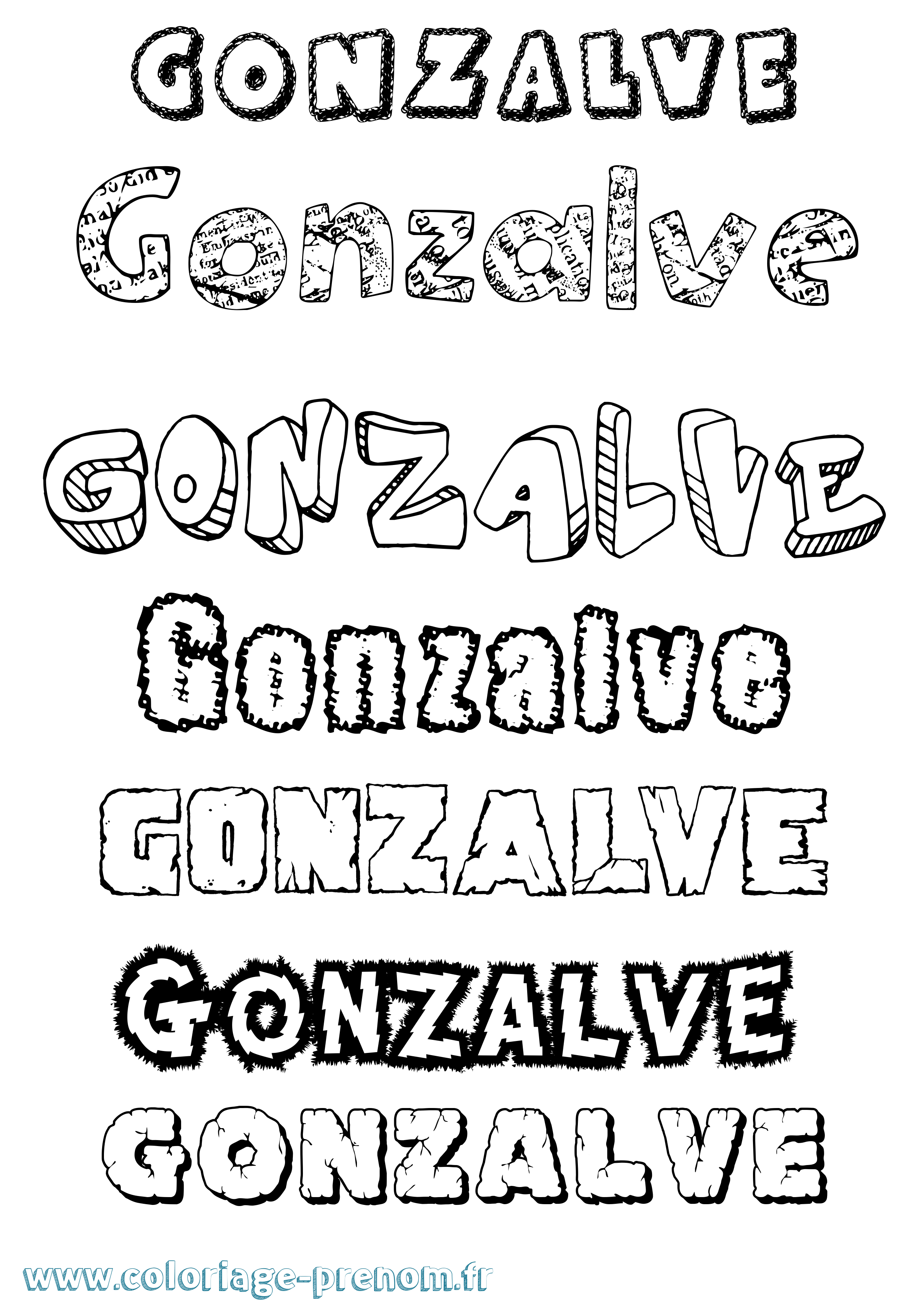 Coloriage Gonzalve Destructuré Coloriage prénom Gonzalve Destructuré
