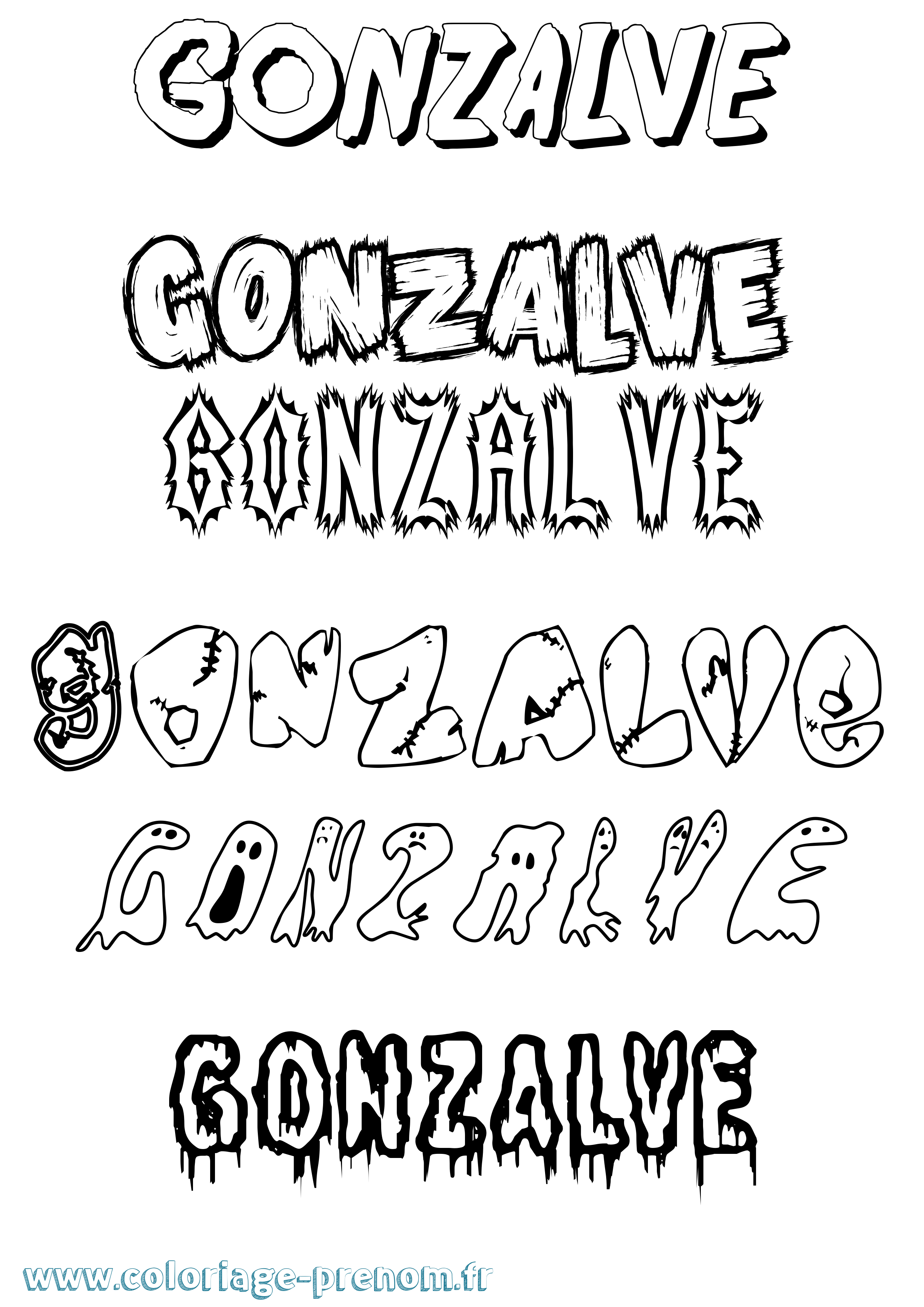 Coloriage Gonzalve Frisson Coloriage prénom Gonzalve Frisson