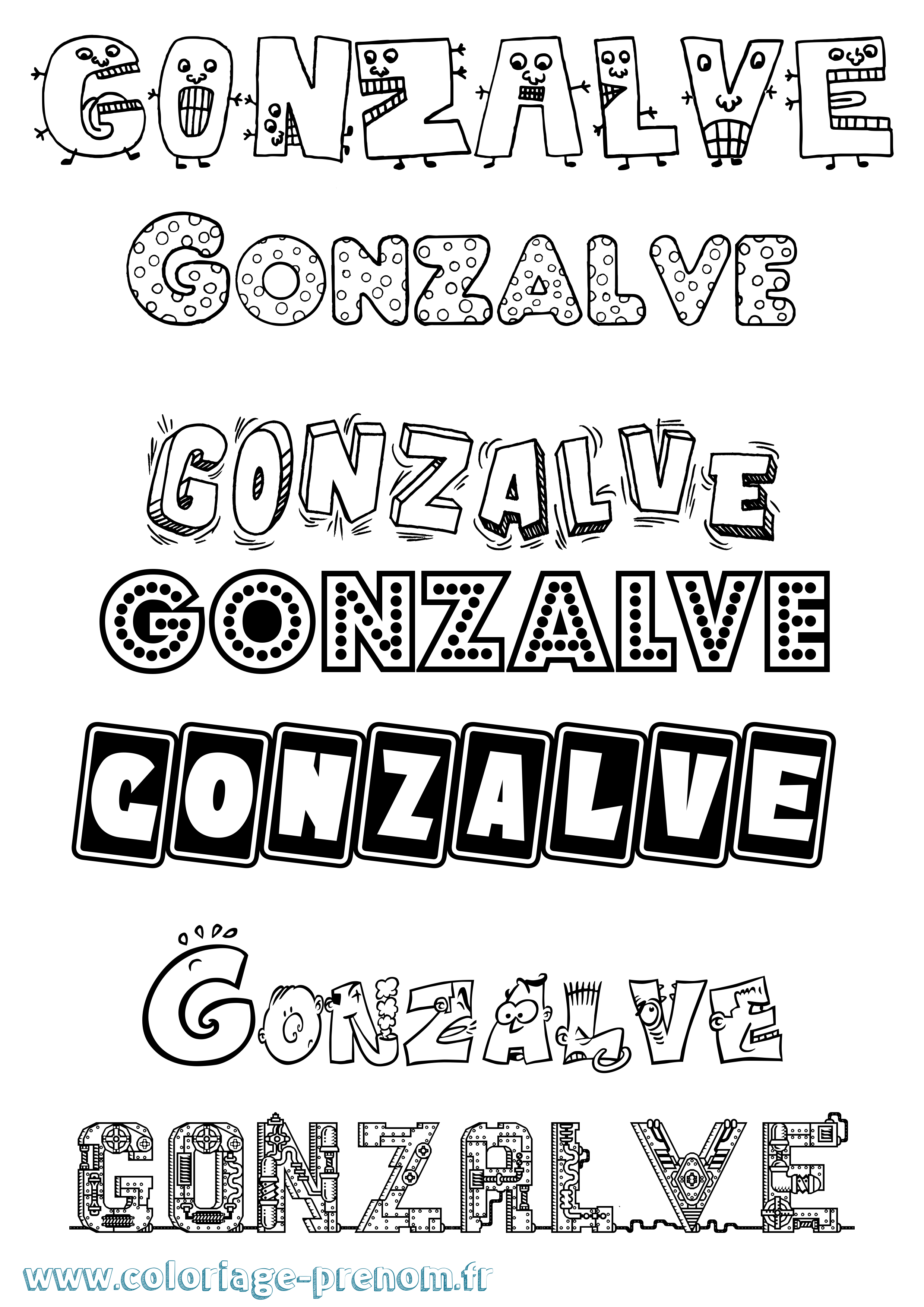 Coloriage Gonzalve Fun Coloriage prénom Gonzalve Fun