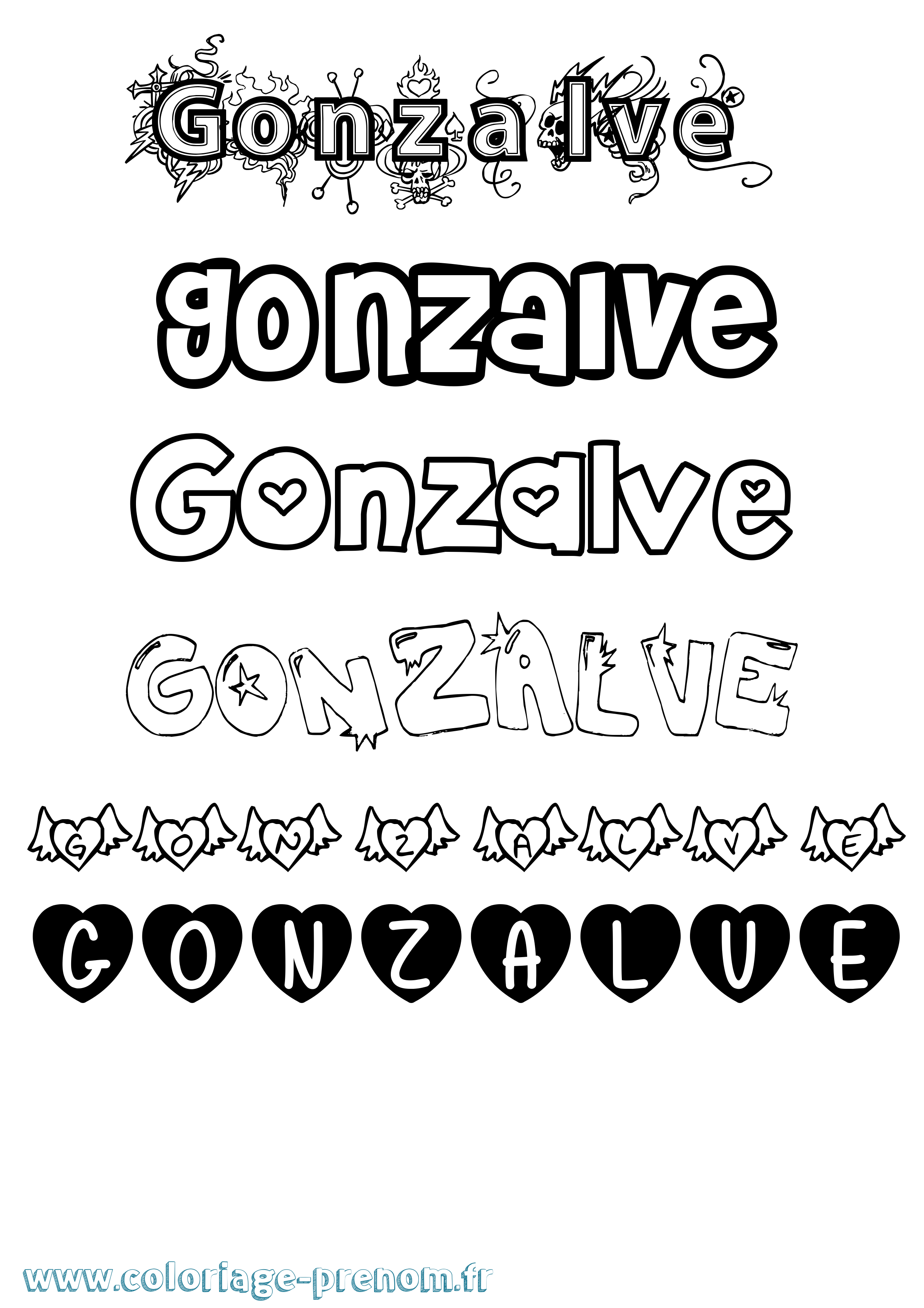 Coloriage Gonzalve Girly Coloriage prénom Gonzalve Girly