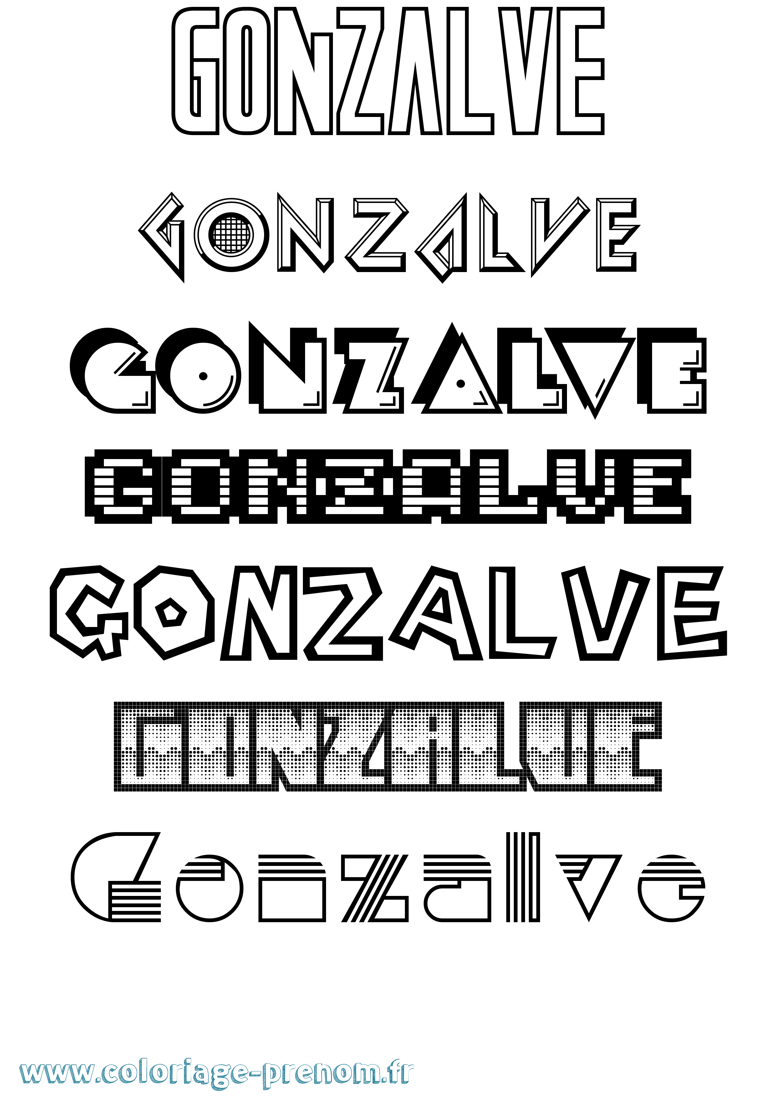 Coloriage Gonzalve Jeux Vidéos Coloriage prénom Gonzalve Jeux Vidéos