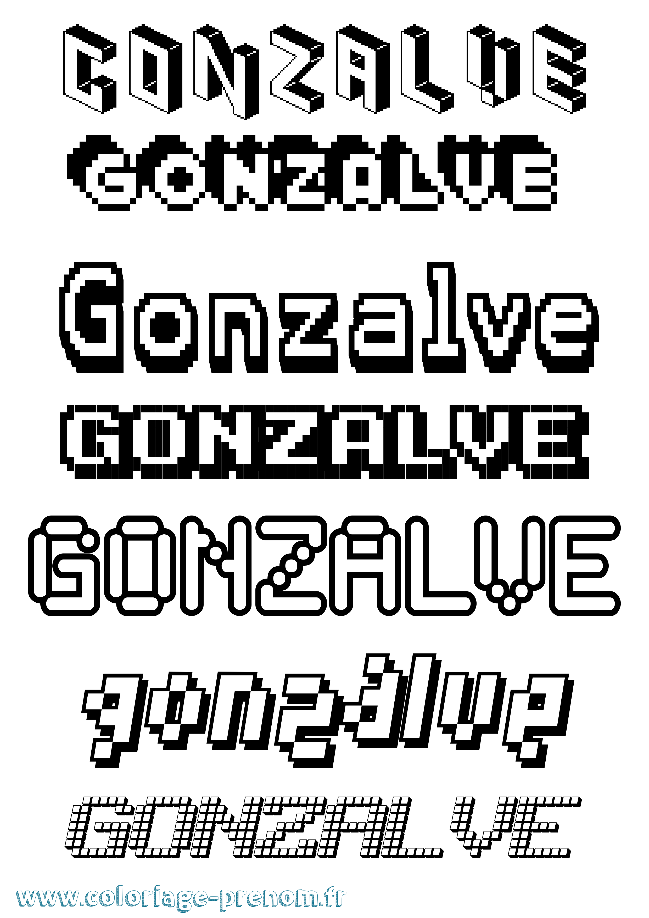 Coloriage Gonzalve Pixel Coloriage prénom Gonzalve Pixel