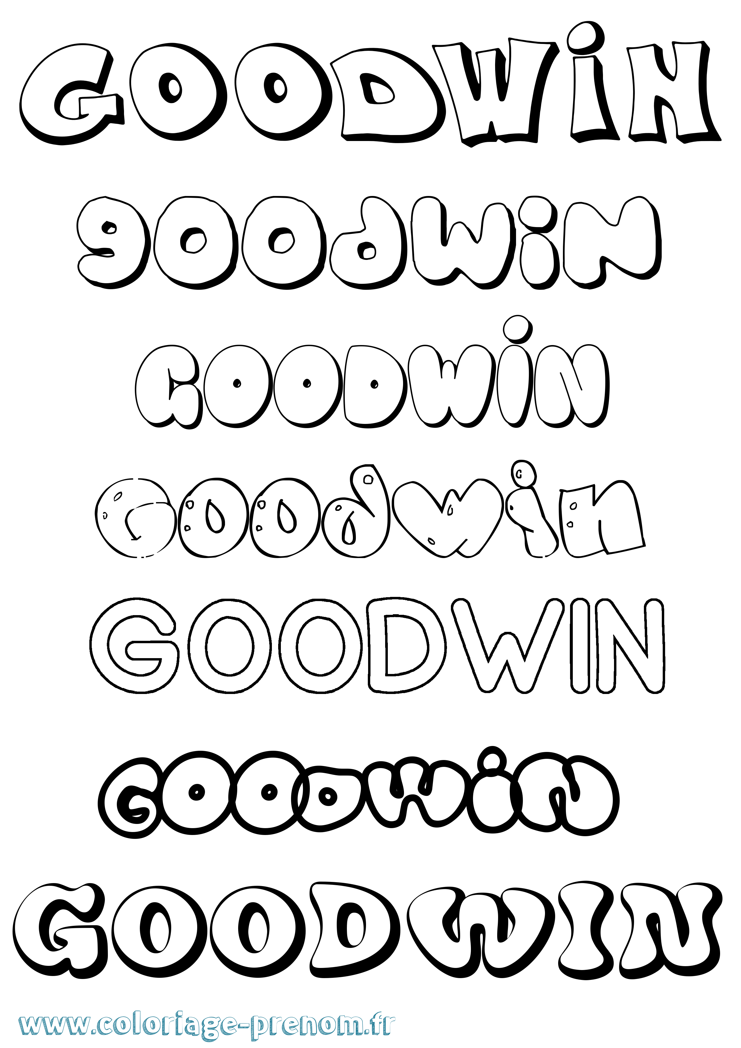 Coloriage Goodwin Bubble Coloriage prénom Goodwin Bubble