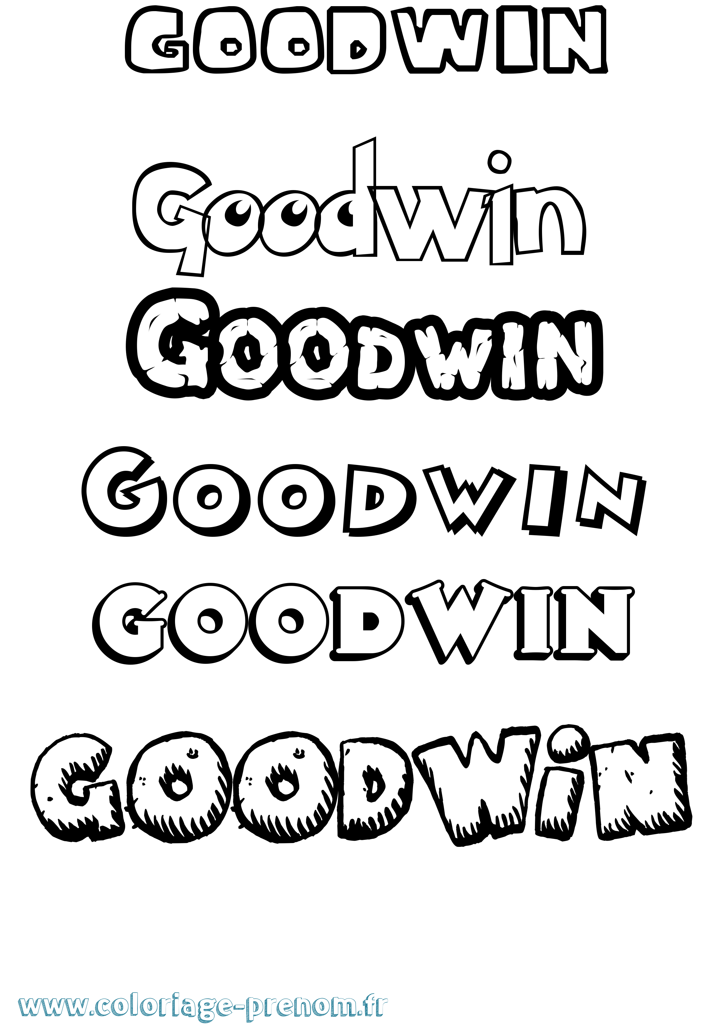 Coloriage Goodwin Dessin Animé Coloriage prénom Goodwin Dessin Animé