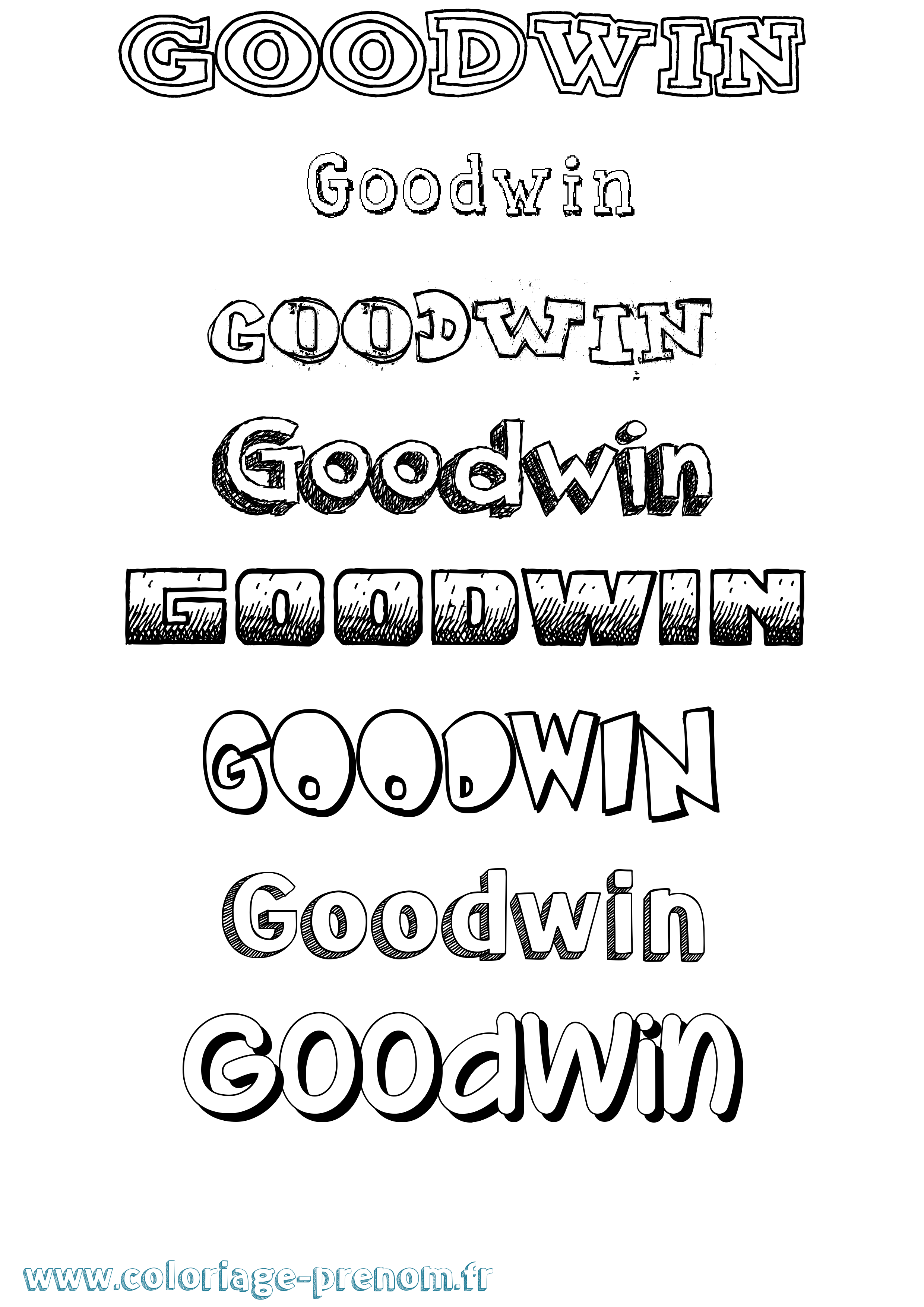Coloriage Goodwin Dessiné Coloriage prénom Goodwin Dessiné