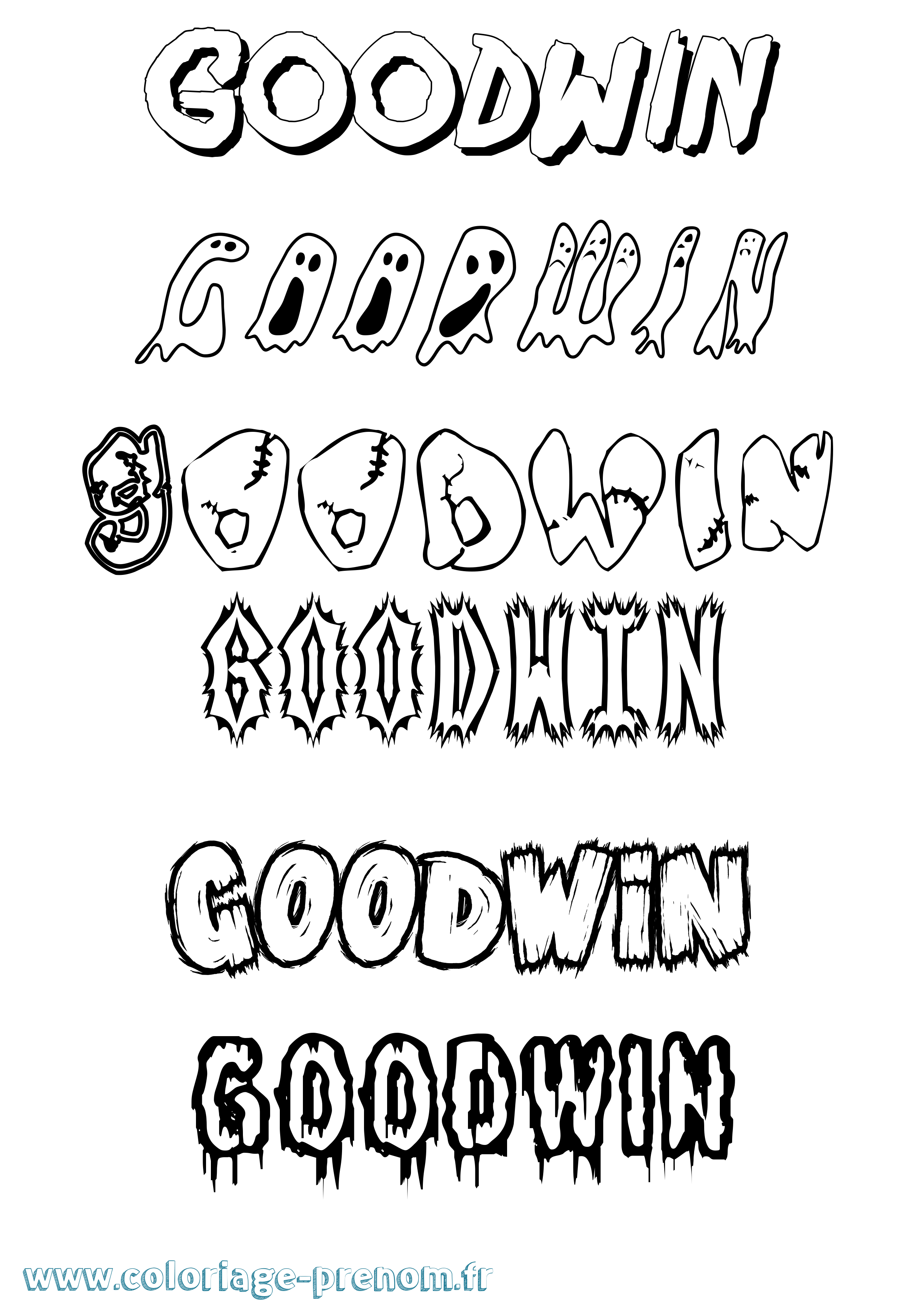 Coloriage Goodwin Frisson Coloriage prénom Goodwin Frisson