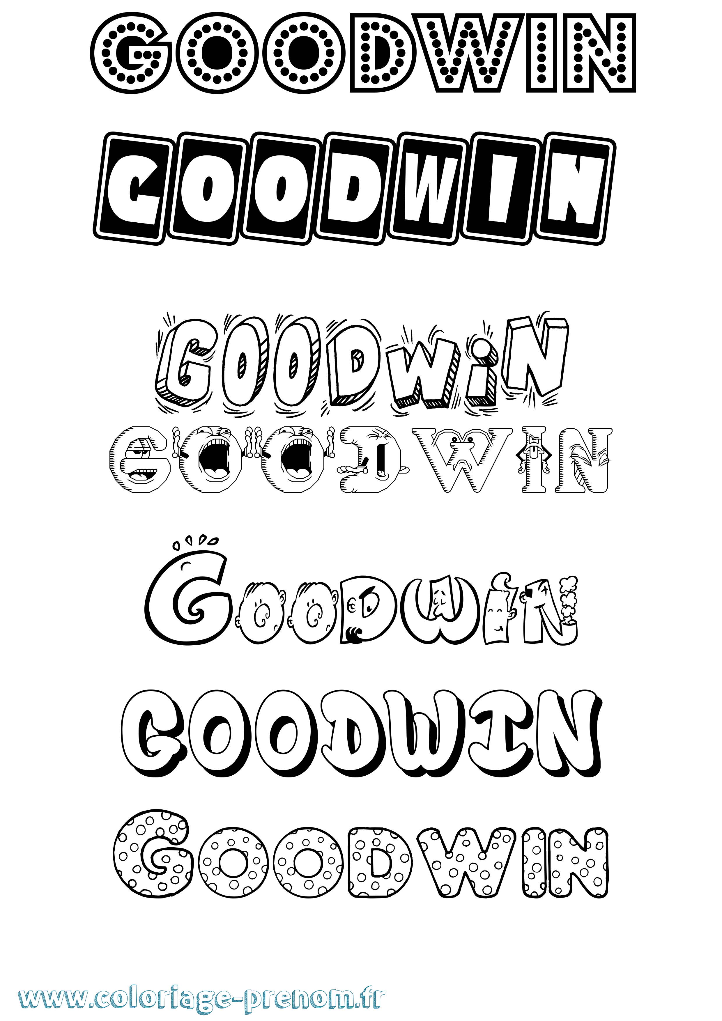 Coloriage Goodwin Fun Coloriage prénom Goodwin Fun