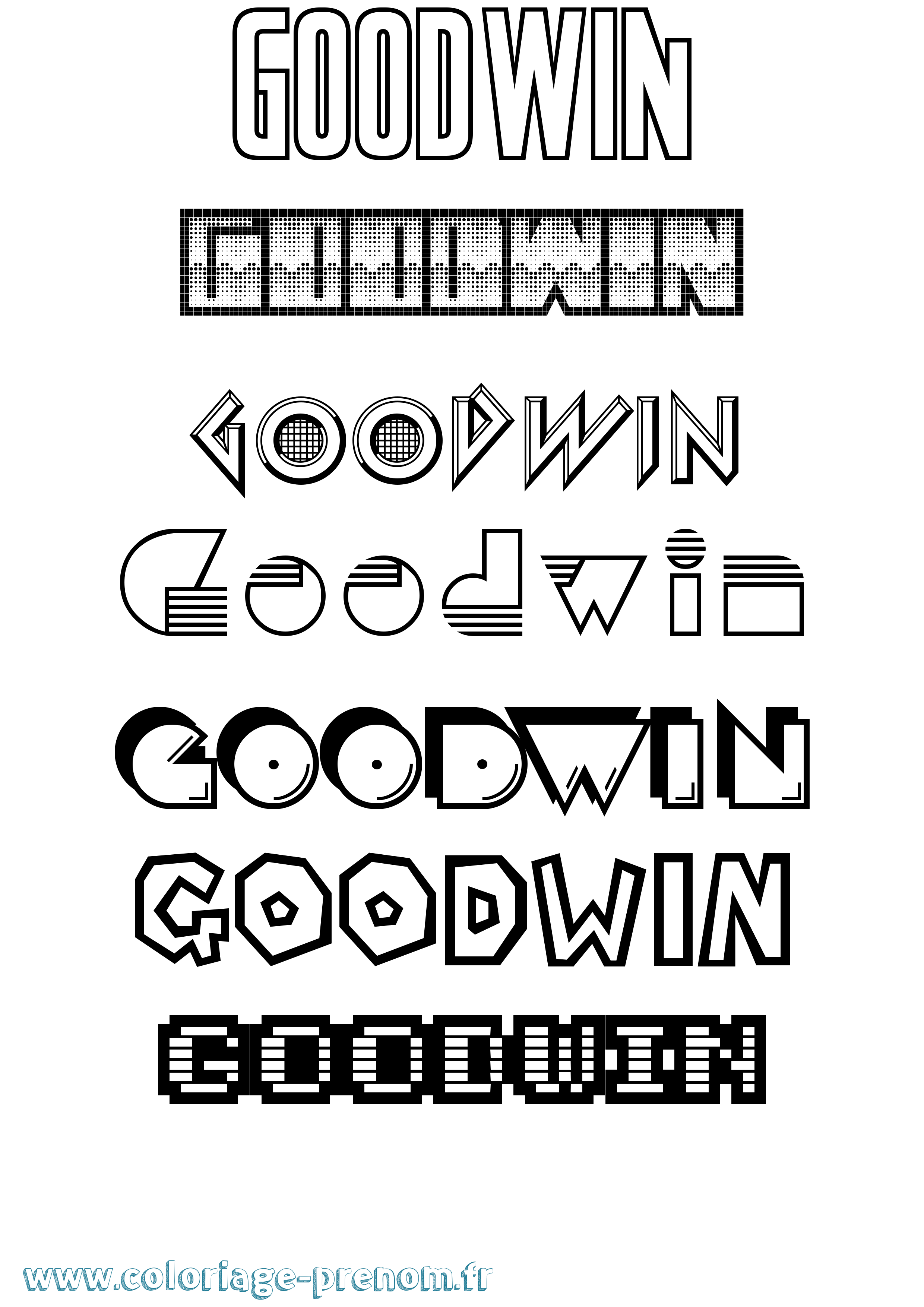 Coloriage Goodwin Jeux Vidéos Coloriage prénom Goodwin Jeux Vidéos