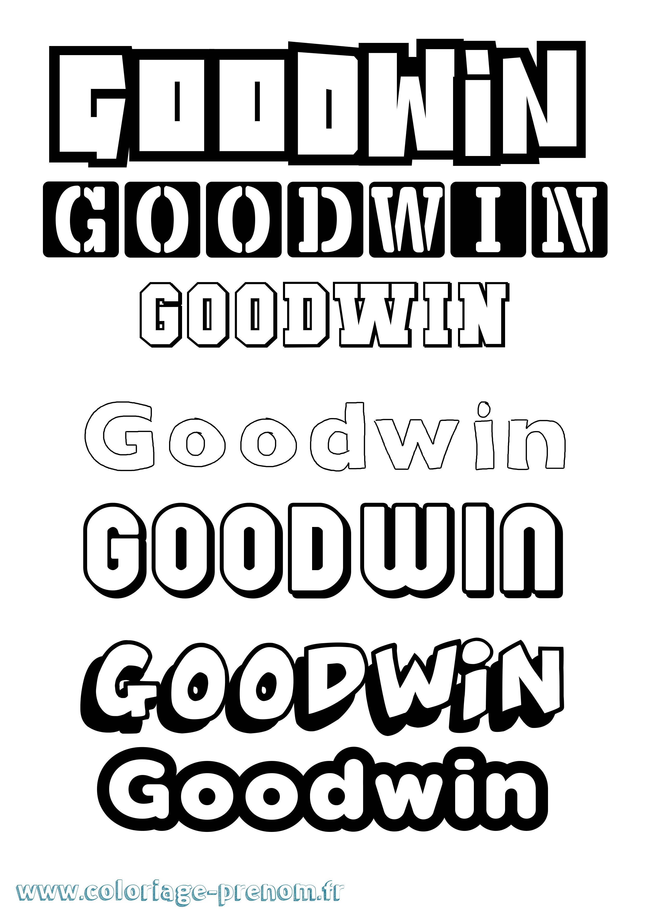 Coloriage Goodwin Simple Coloriage prénom Goodwin Simple
