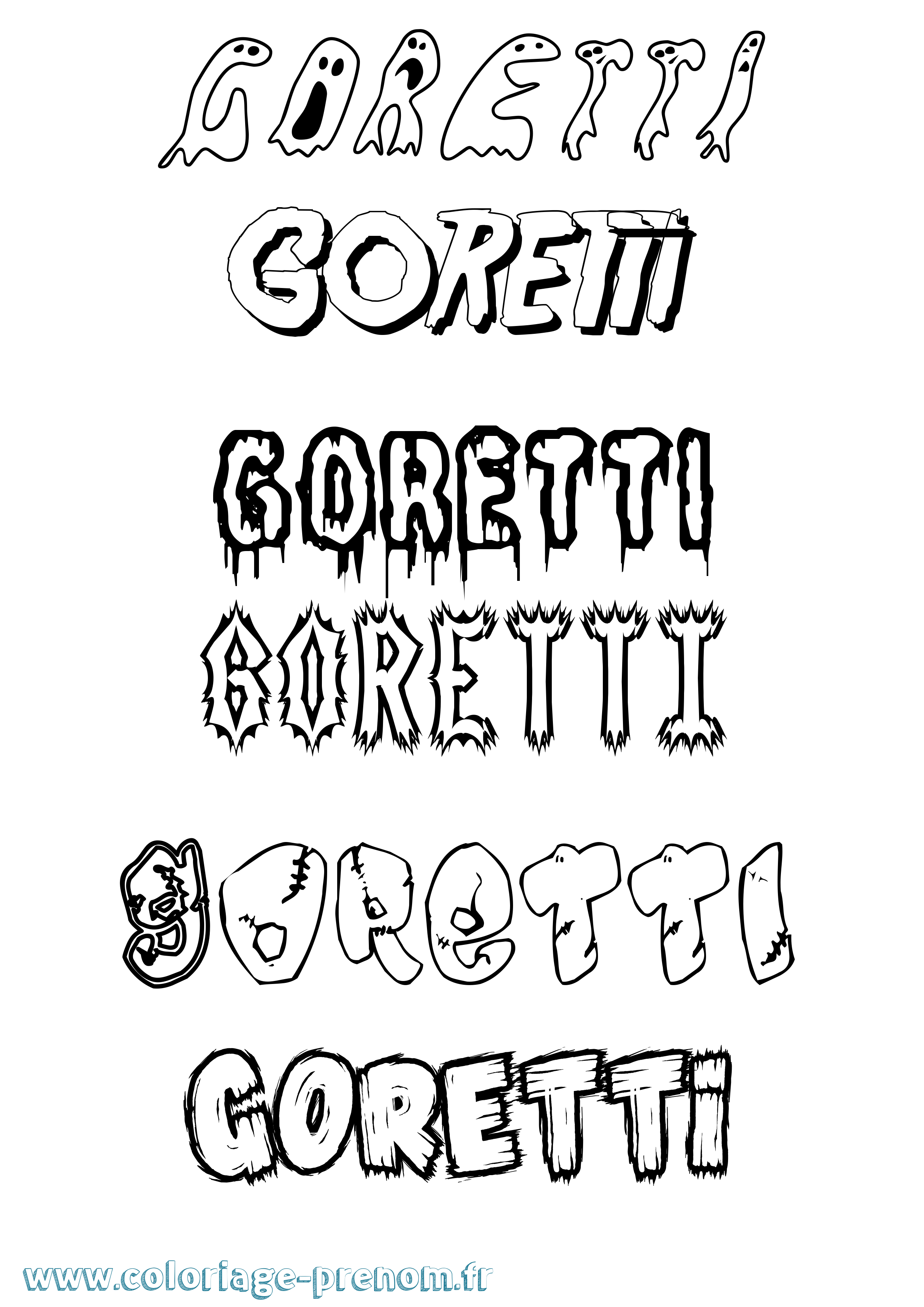Coloriage Goretti Frisson Coloriage prénom Goretti Frisson