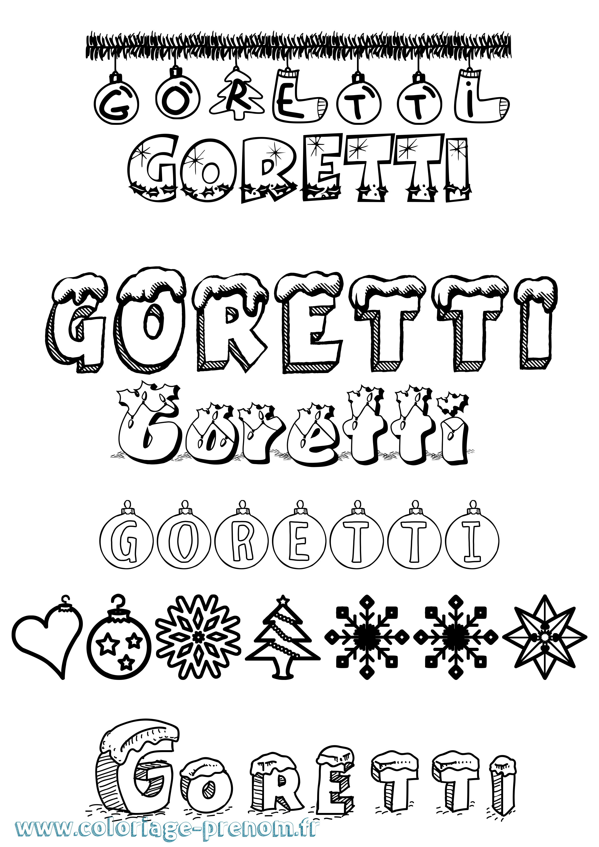 Coloriage Goretti Noël Coloriage prénom Goretti Noël