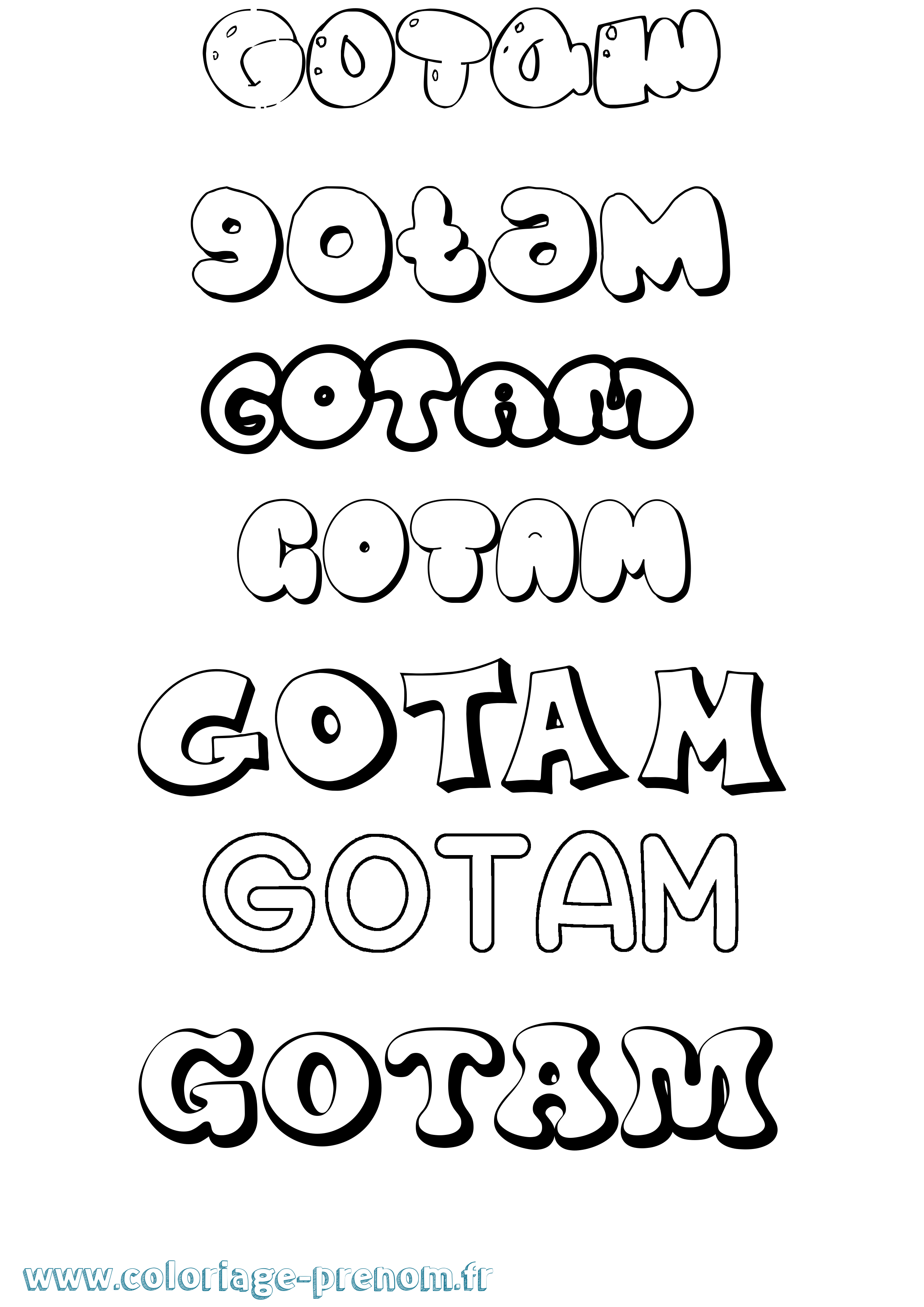 Coloriage Gotam Bubble Coloriage prénom Gotam Bubble