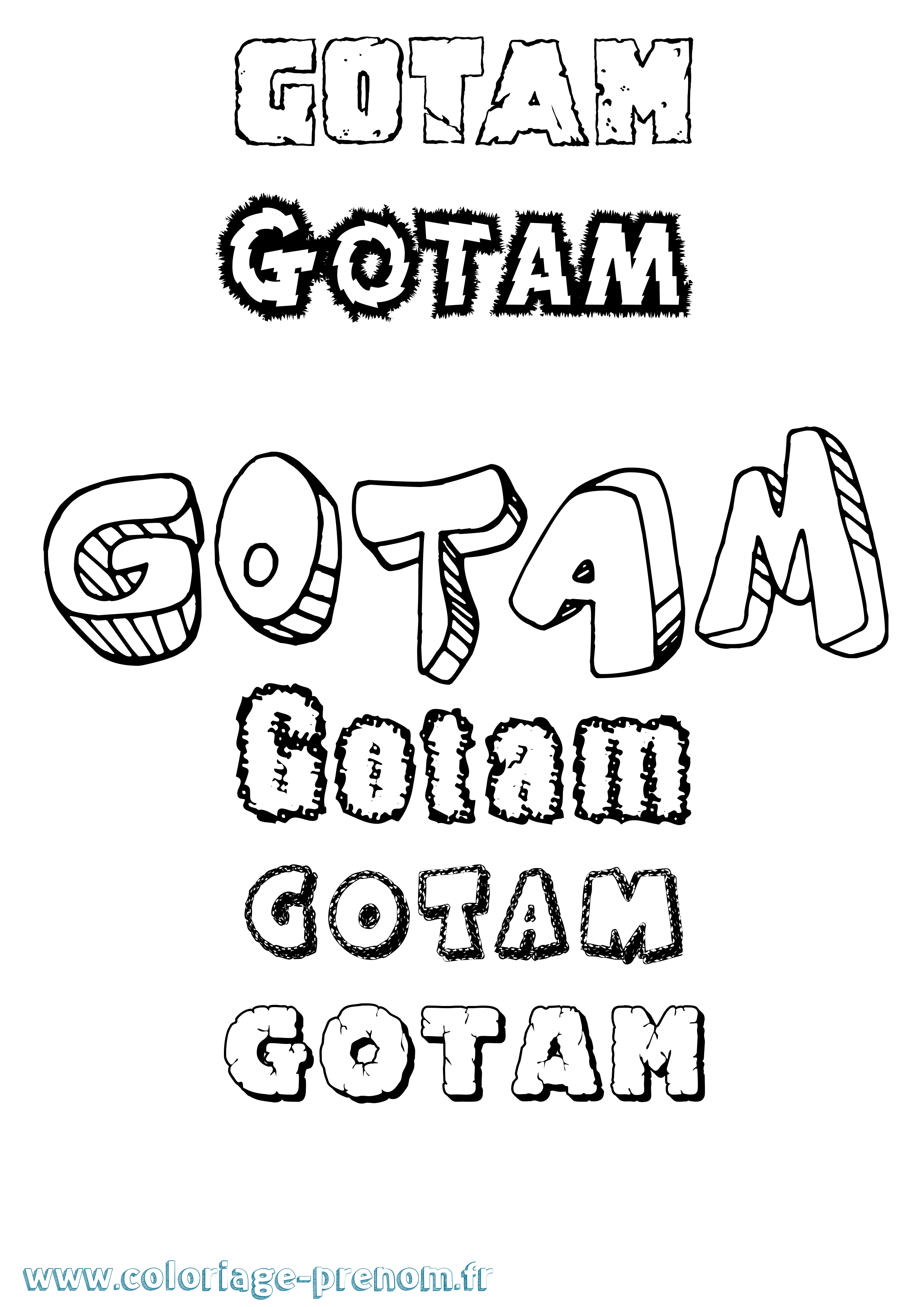 Coloriage Gotam Destructuré Coloriage prénom Gotam Destructuré