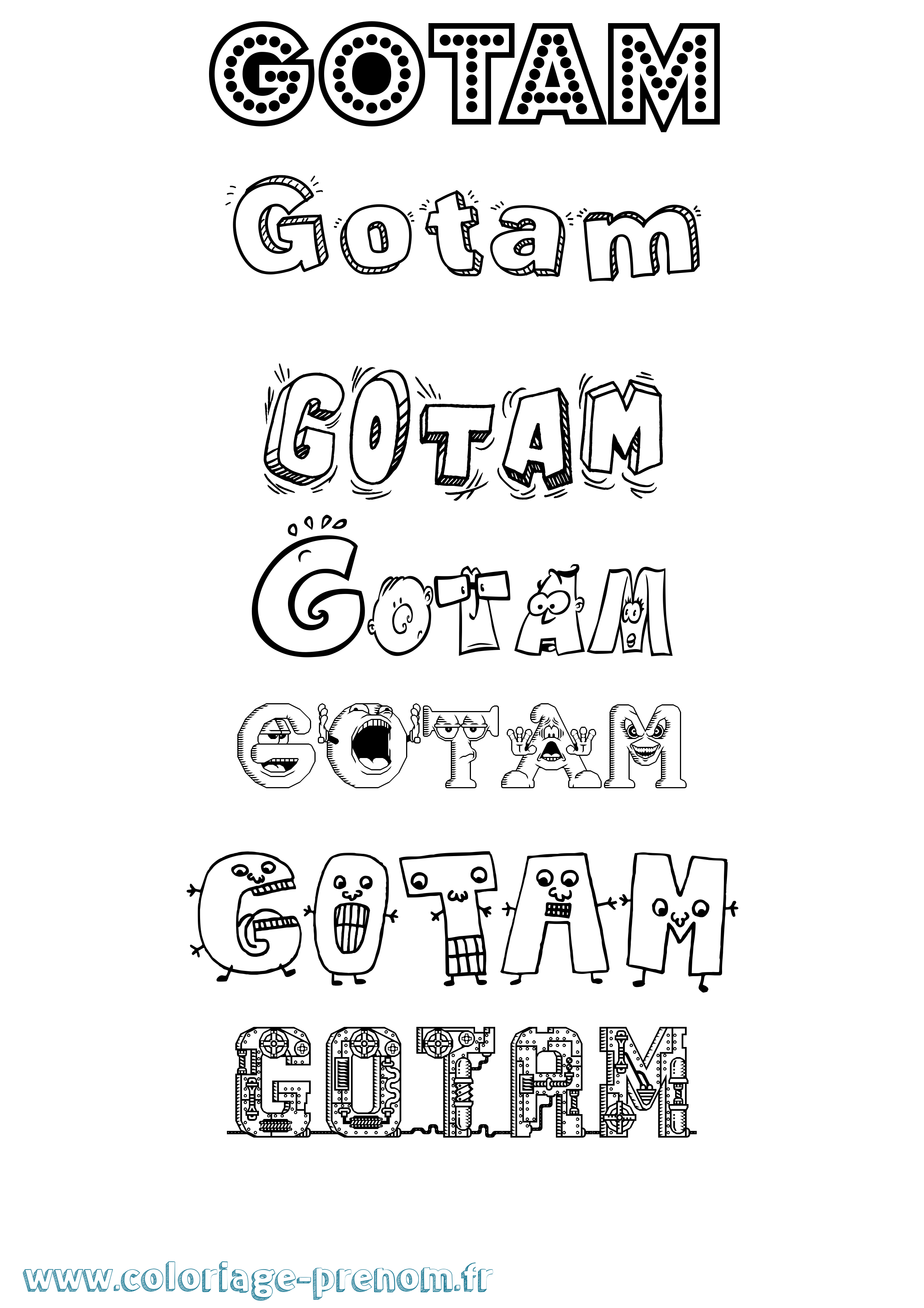 Coloriage Gotam Fun Coloriage prénom Gotam Fun