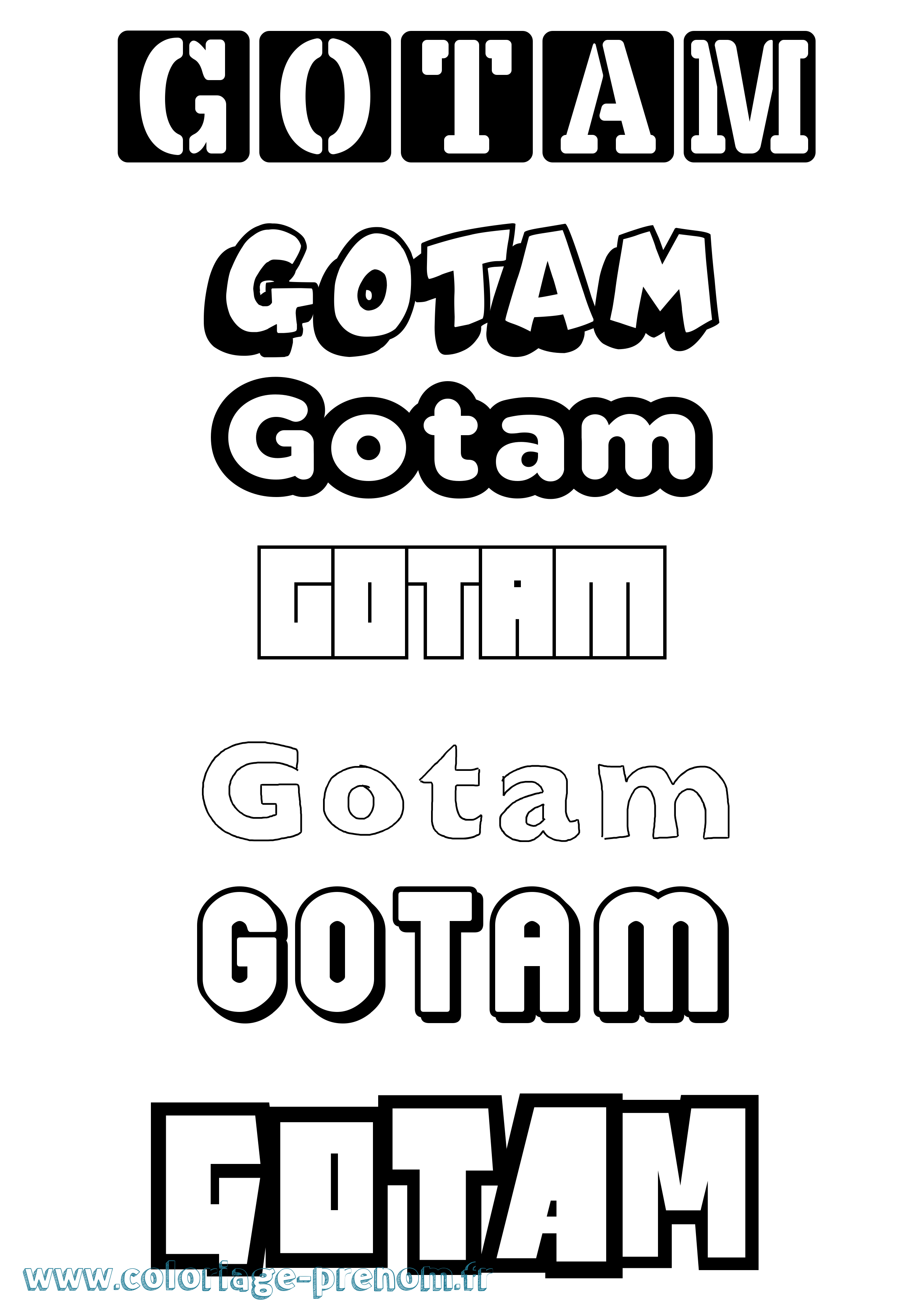 Coloriage Gotam Simple Coloriage prénom Gotam Simple