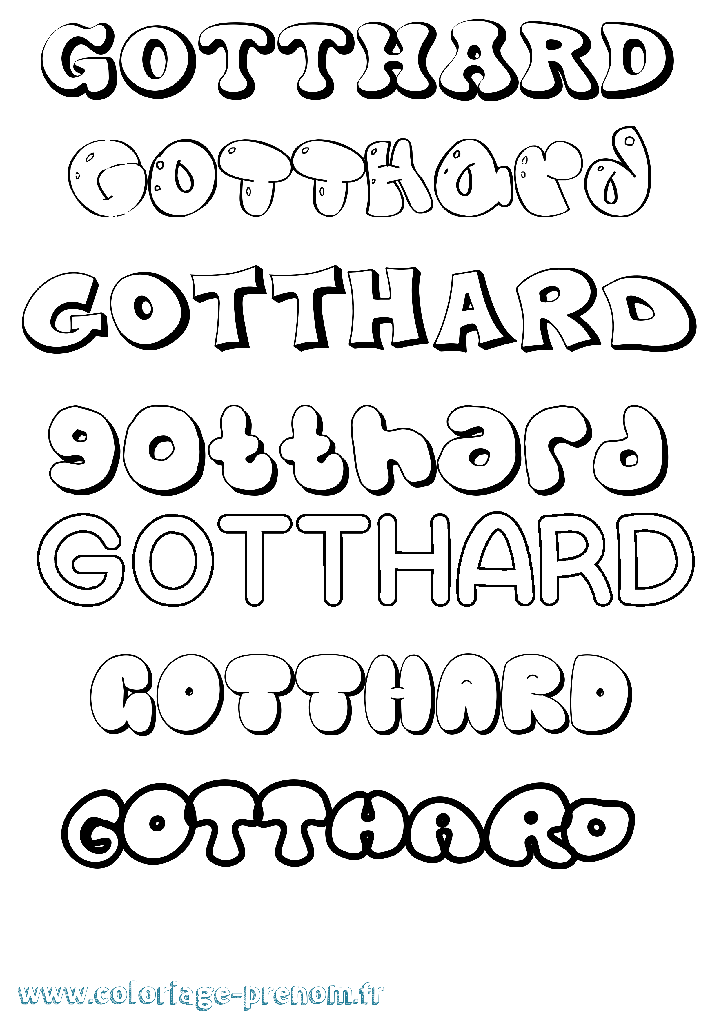 Coloriage Gotthard Bubble Coloriage prénom Gotthard Bubble