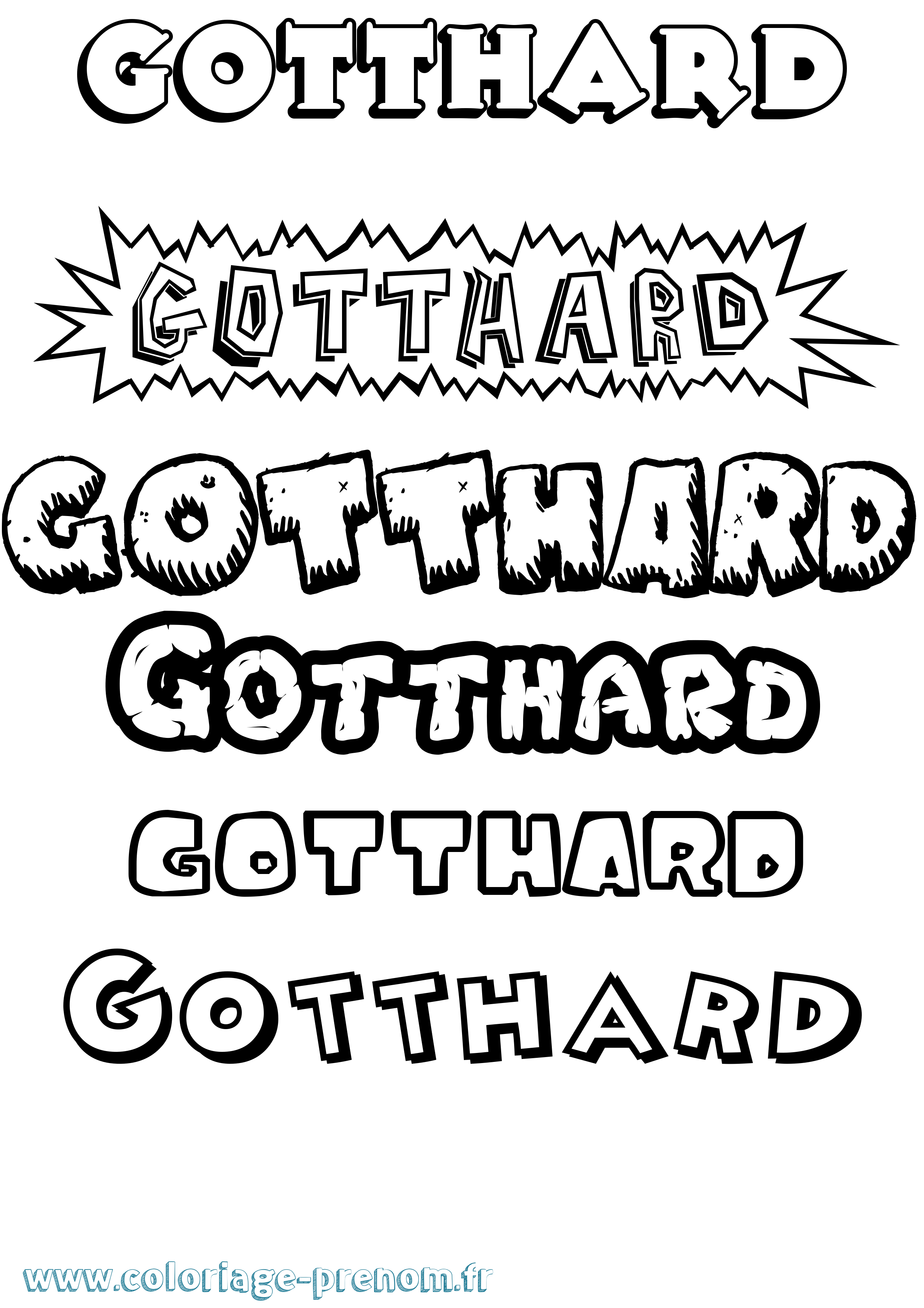 Coloriage Gotthard Dessin Animé Coloriage prénom Gotthard Dessin Animé