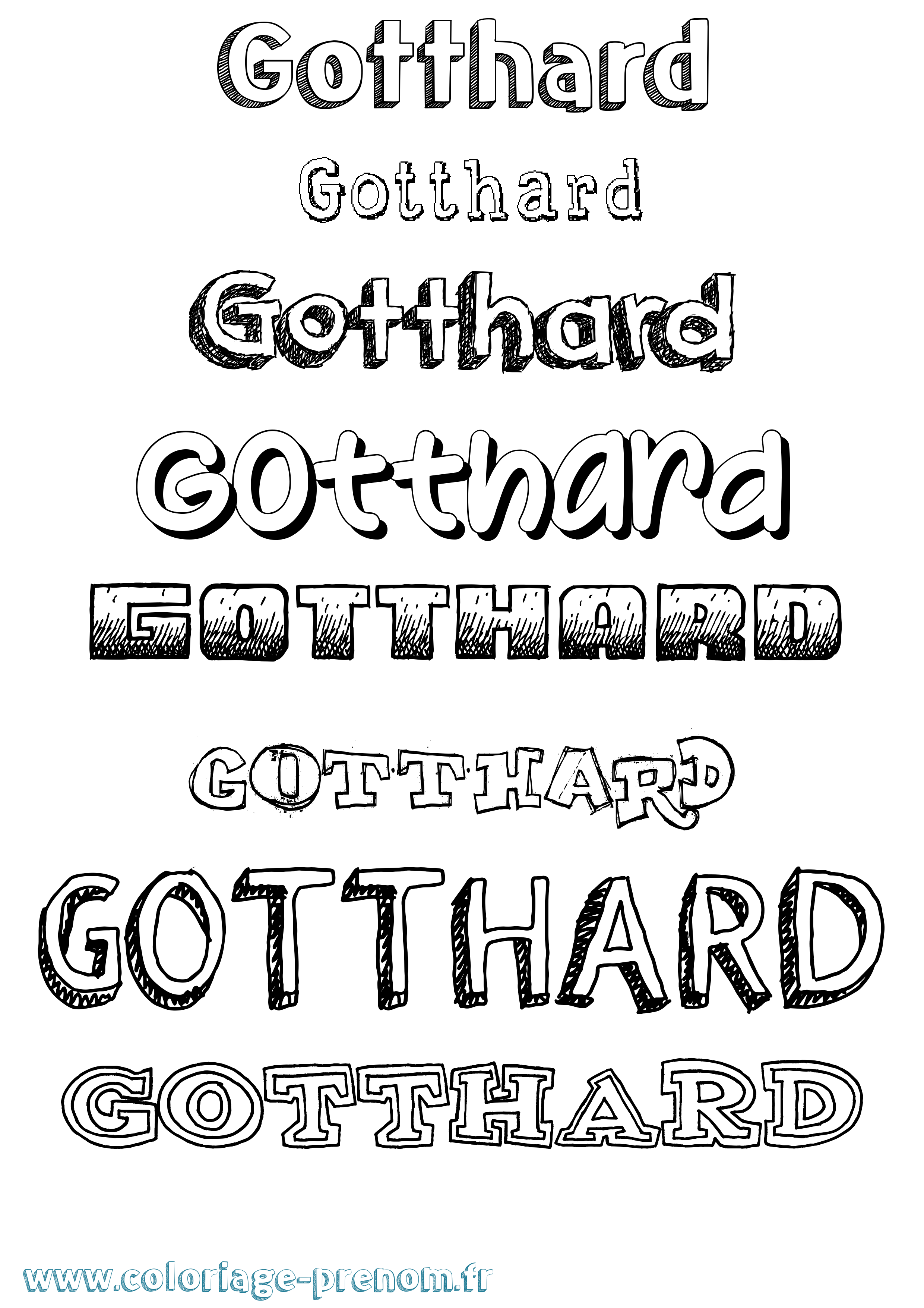 Coloriage Gotthard Dessiné Coloriage prénom Gotthard Dessiné