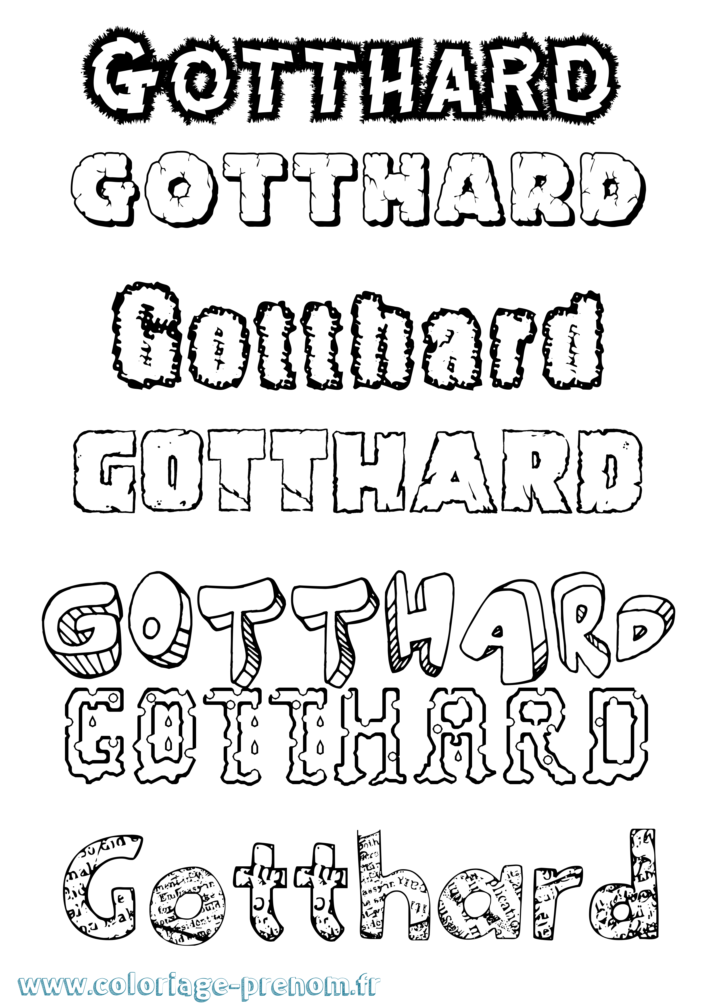 Coloriage Gotthard Destructuré Coloriage prénom Gotthard Destructuré