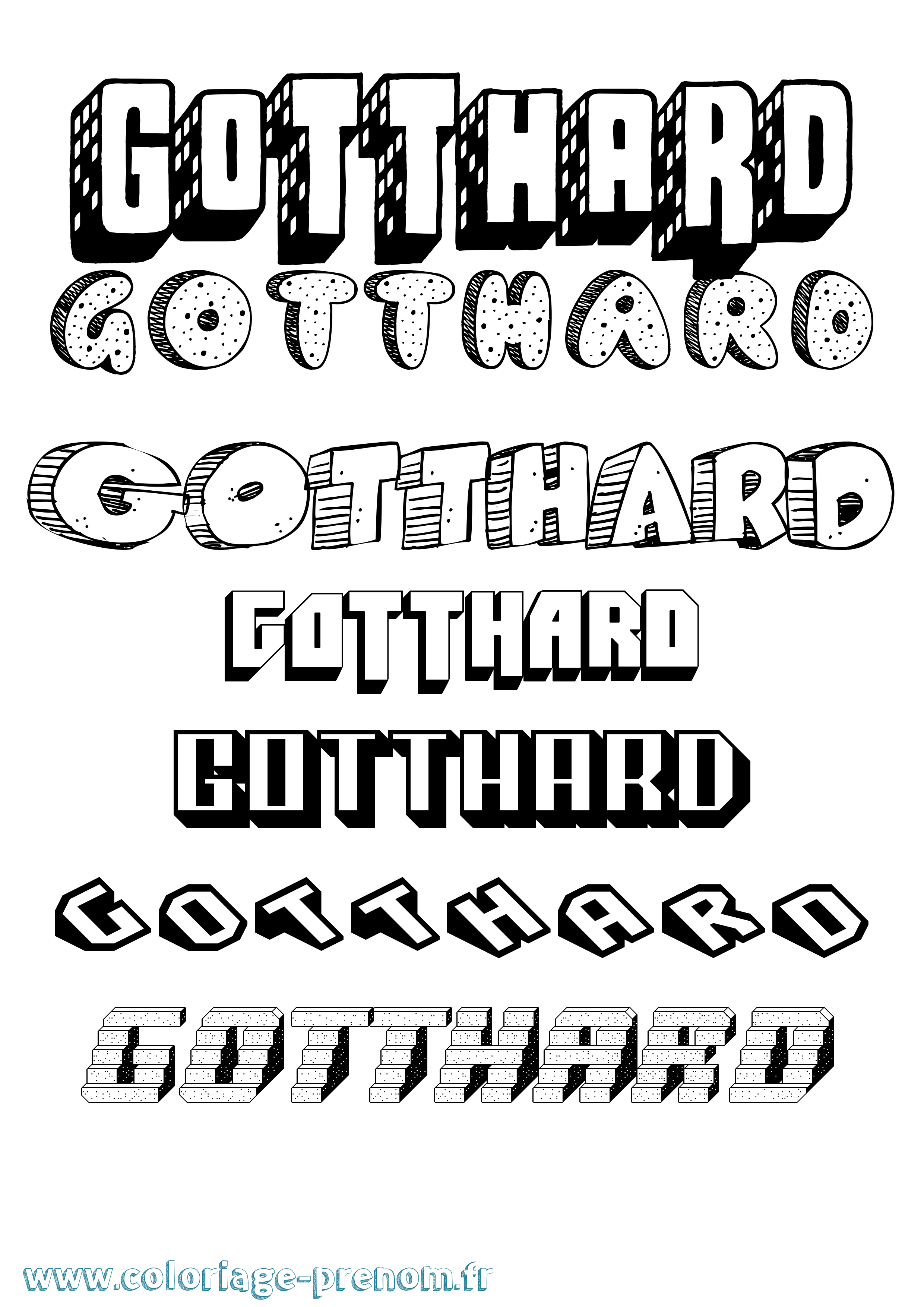 Coloriage Gotthard Effet 3D Coloriage prénom Gotthard Effet 3D
