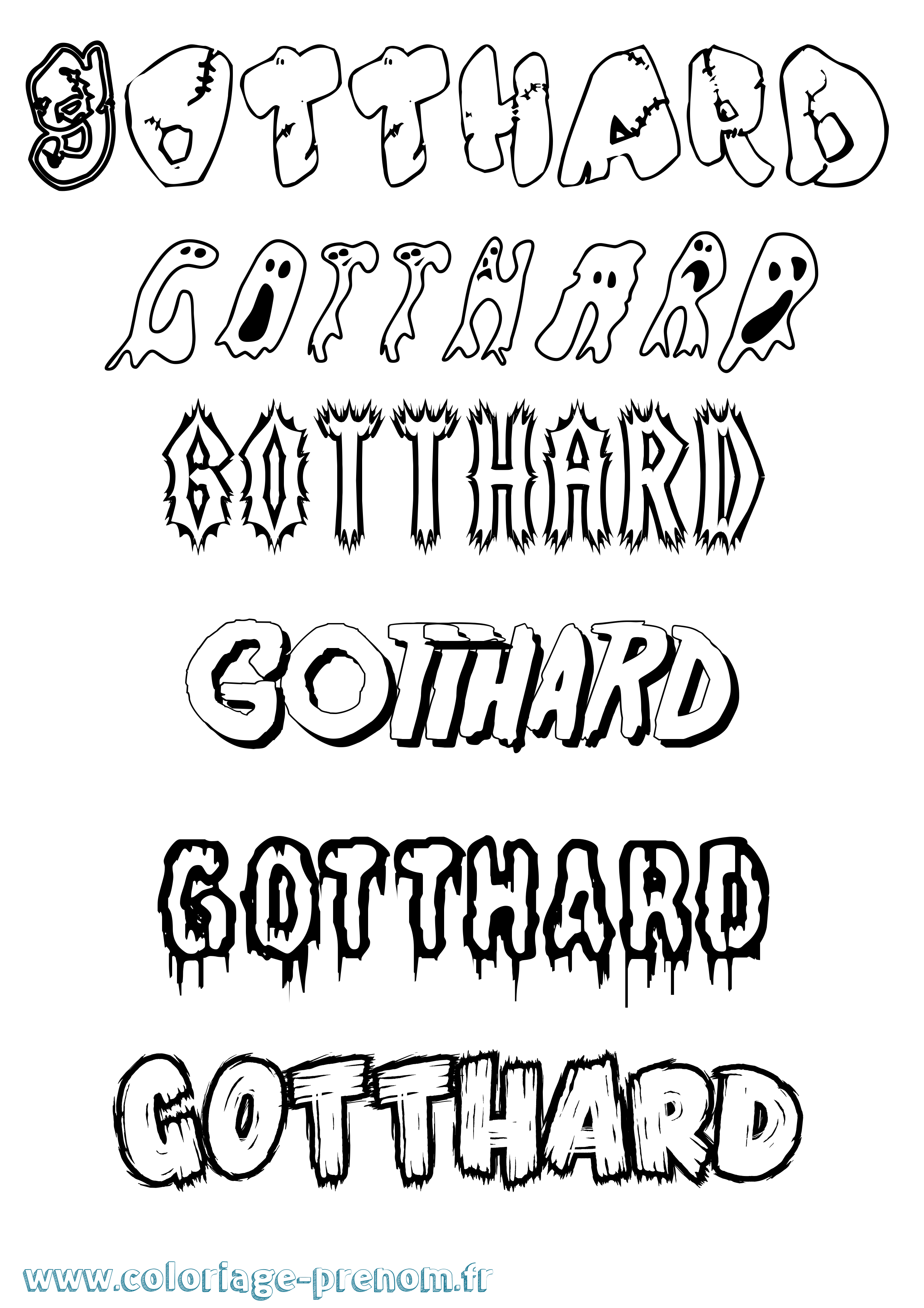 Coloriage Gotthard Frisson Coloriage prénom Gotthard Frisson