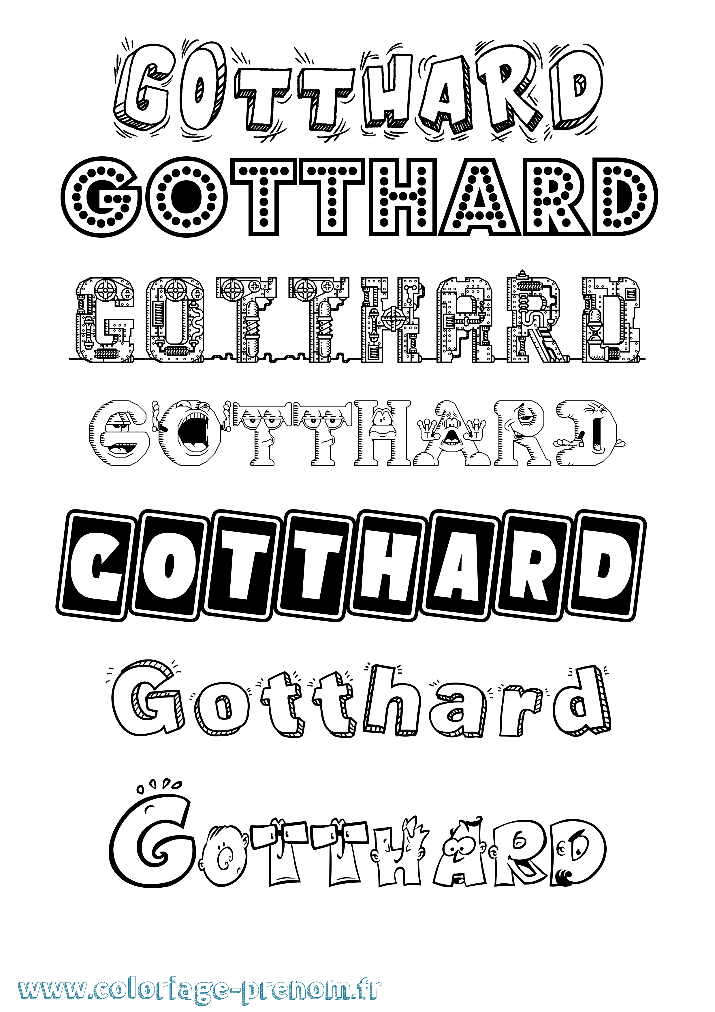 Coloriage Gotthard Fun Coloriage prénom Gotthard Fun