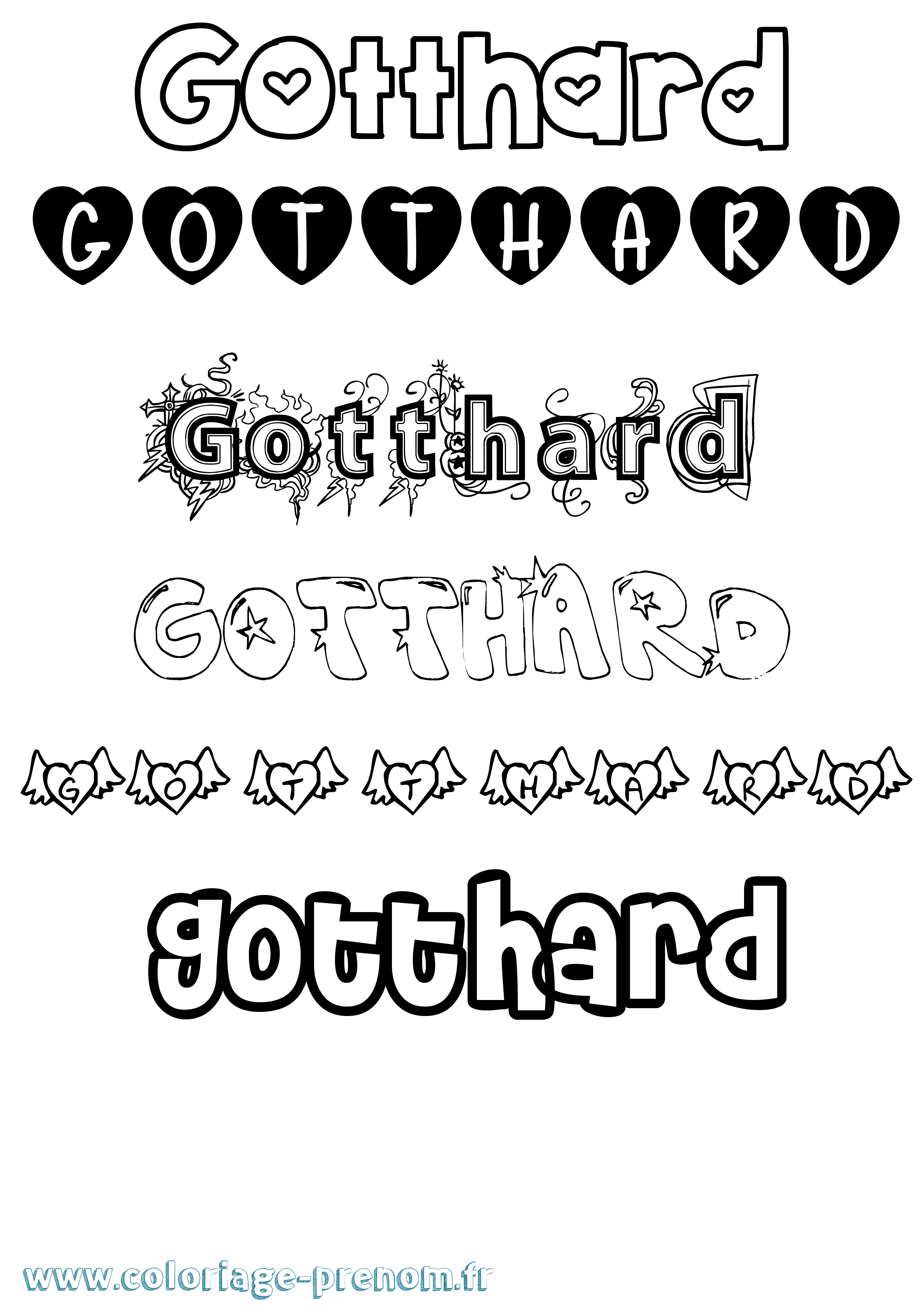 Coloriage Gotthard Girly Coloriage prénom Gotthard Girly