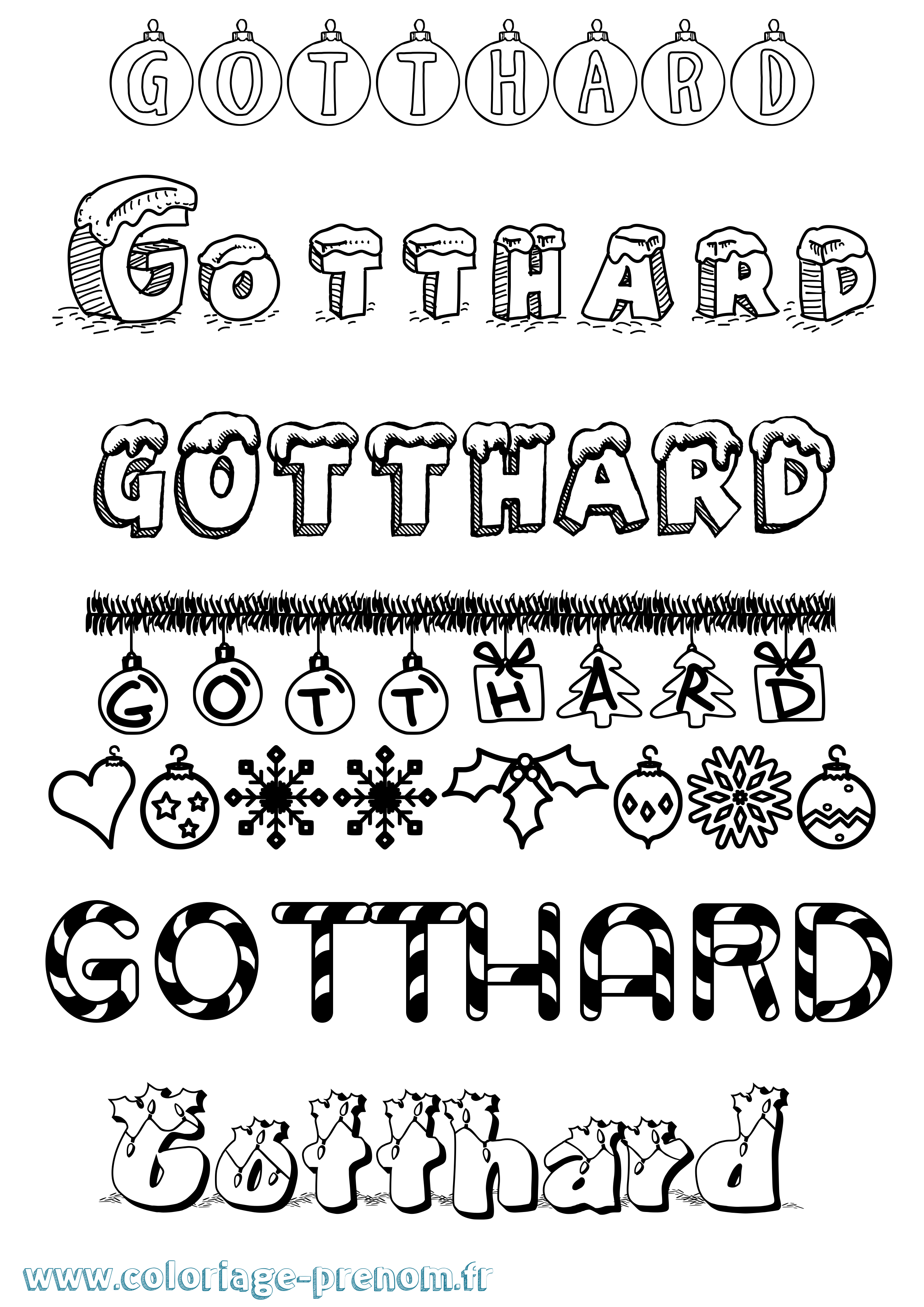 Coloriage Gotthard Noël Coloriage prénom Gotthard Noël