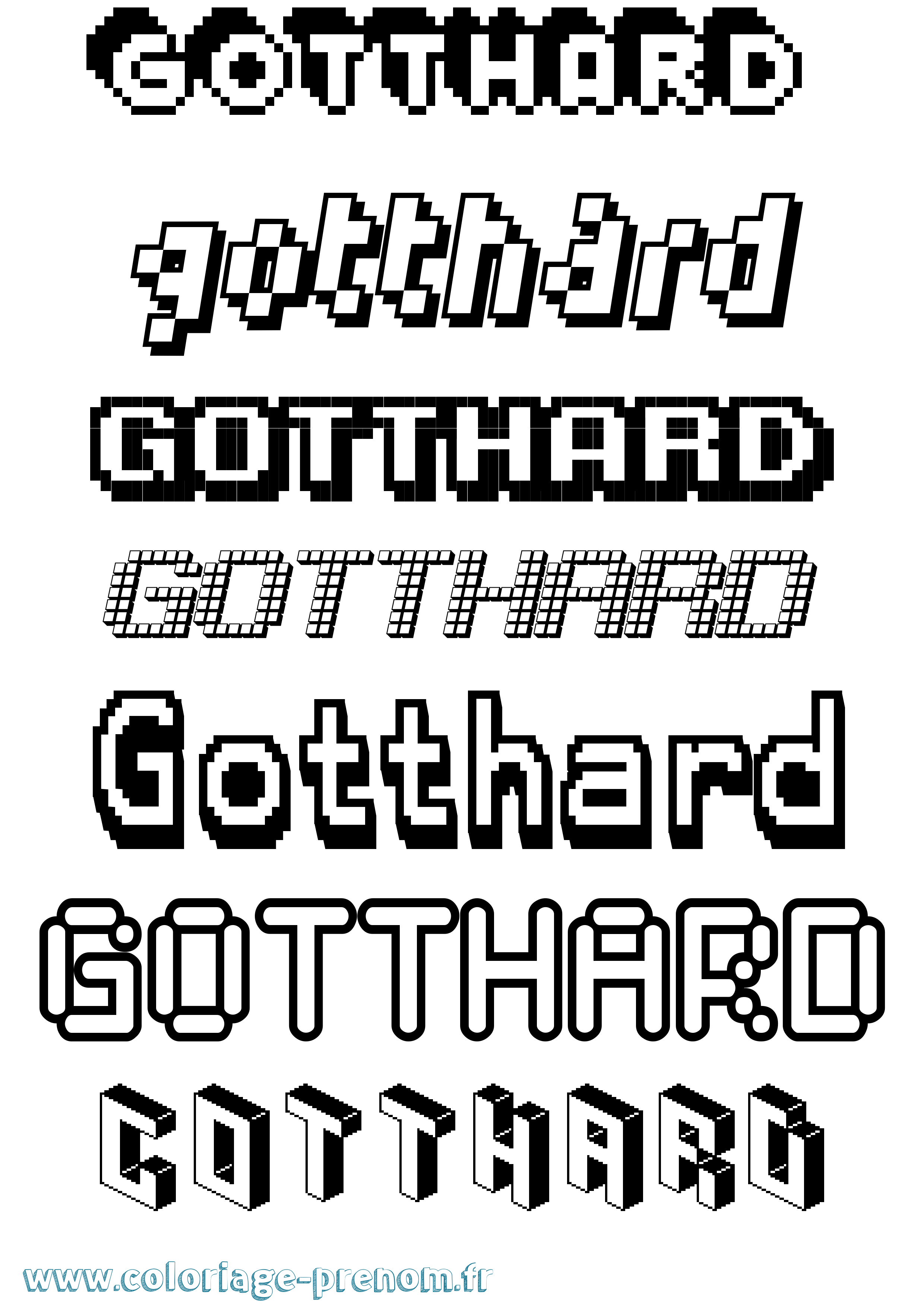 Coloriage Gotthard Pixel Coloriage prénom Gotthard Pixel