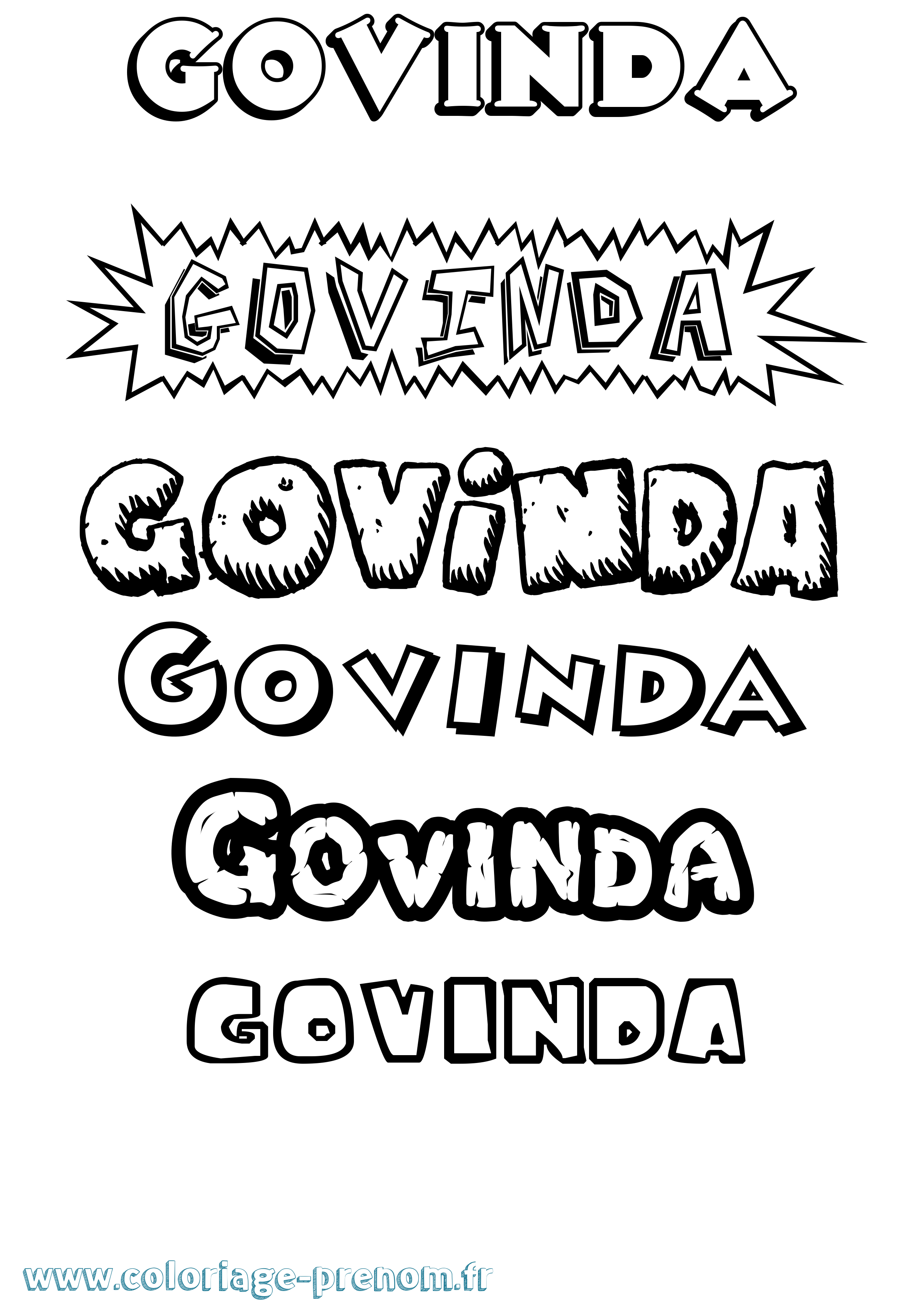 Coloriage Govinda Dessin Animé Coloriage prénom Govinda Dessin Animé