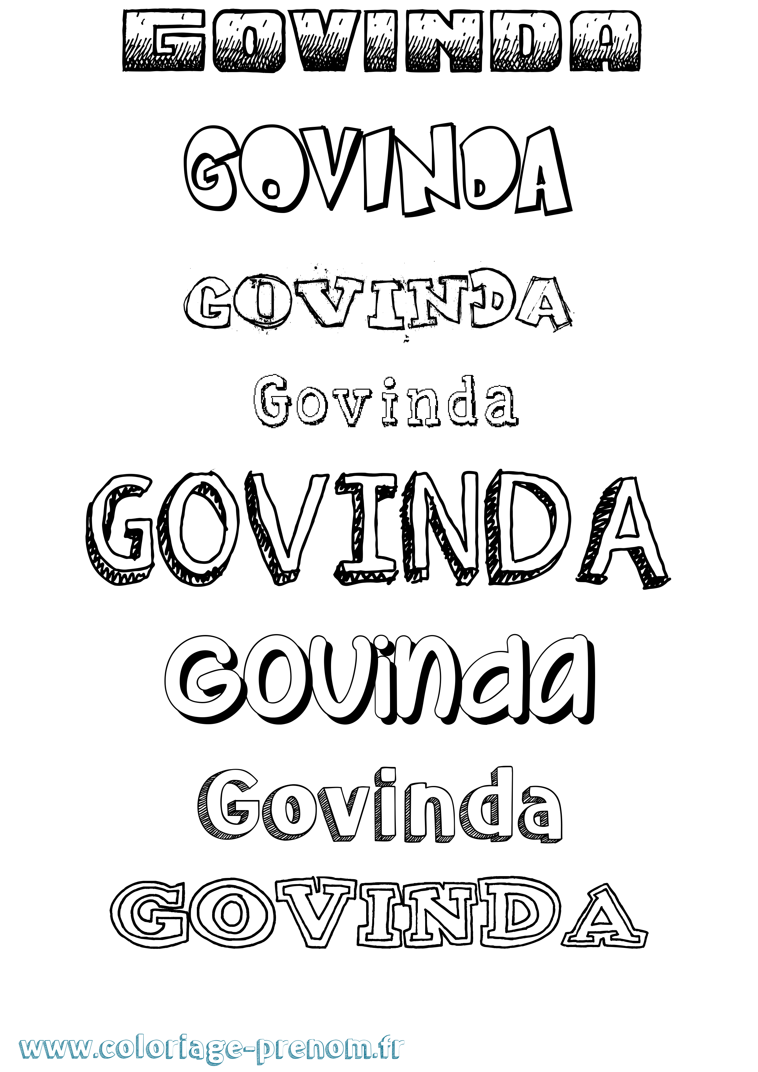 Coloriage Govinda Dessiné Coloriage prénom Govinda Dessiné