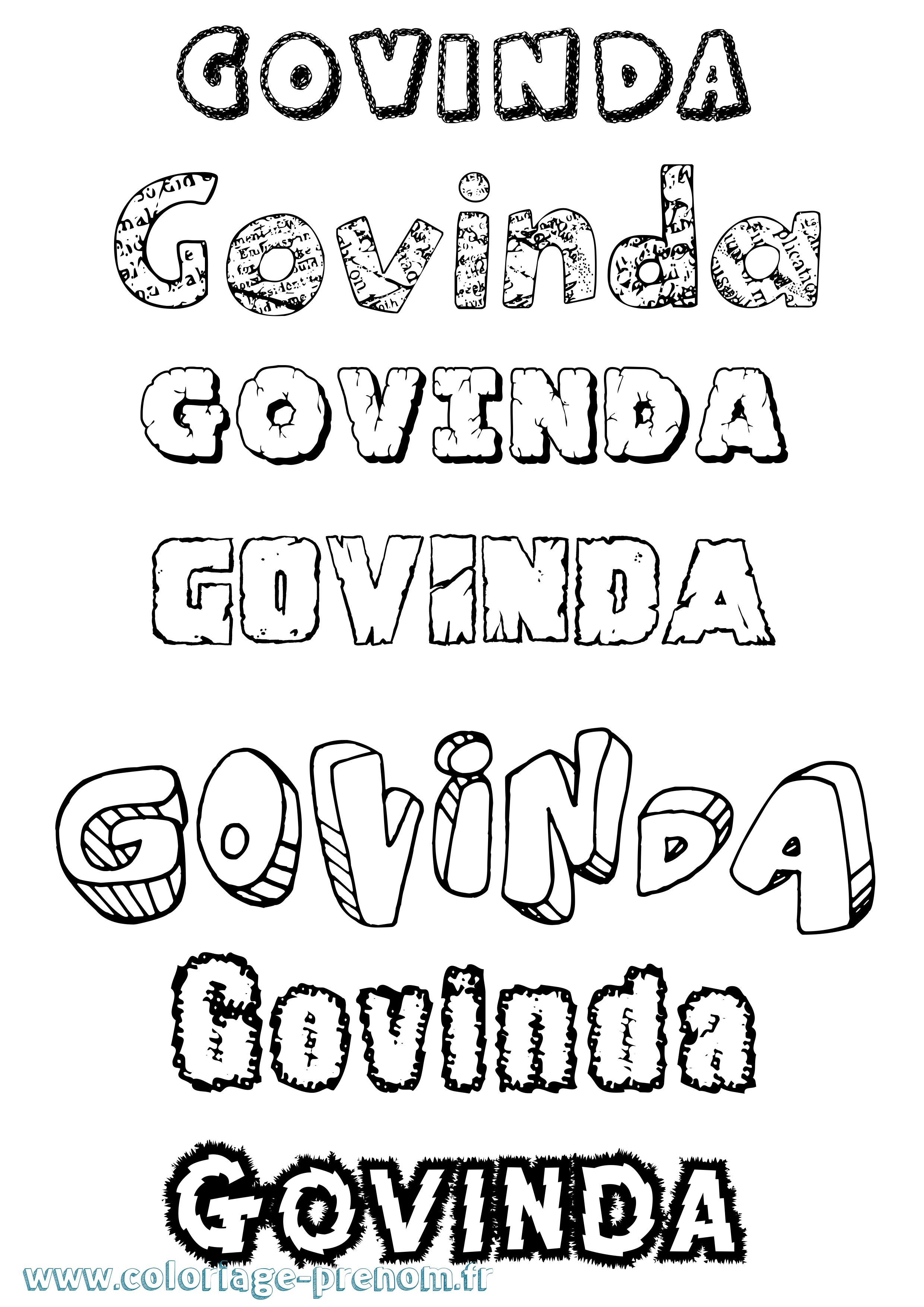 Coloriage Govinda Destructuré Coloriage prénom Govinda Destructuré