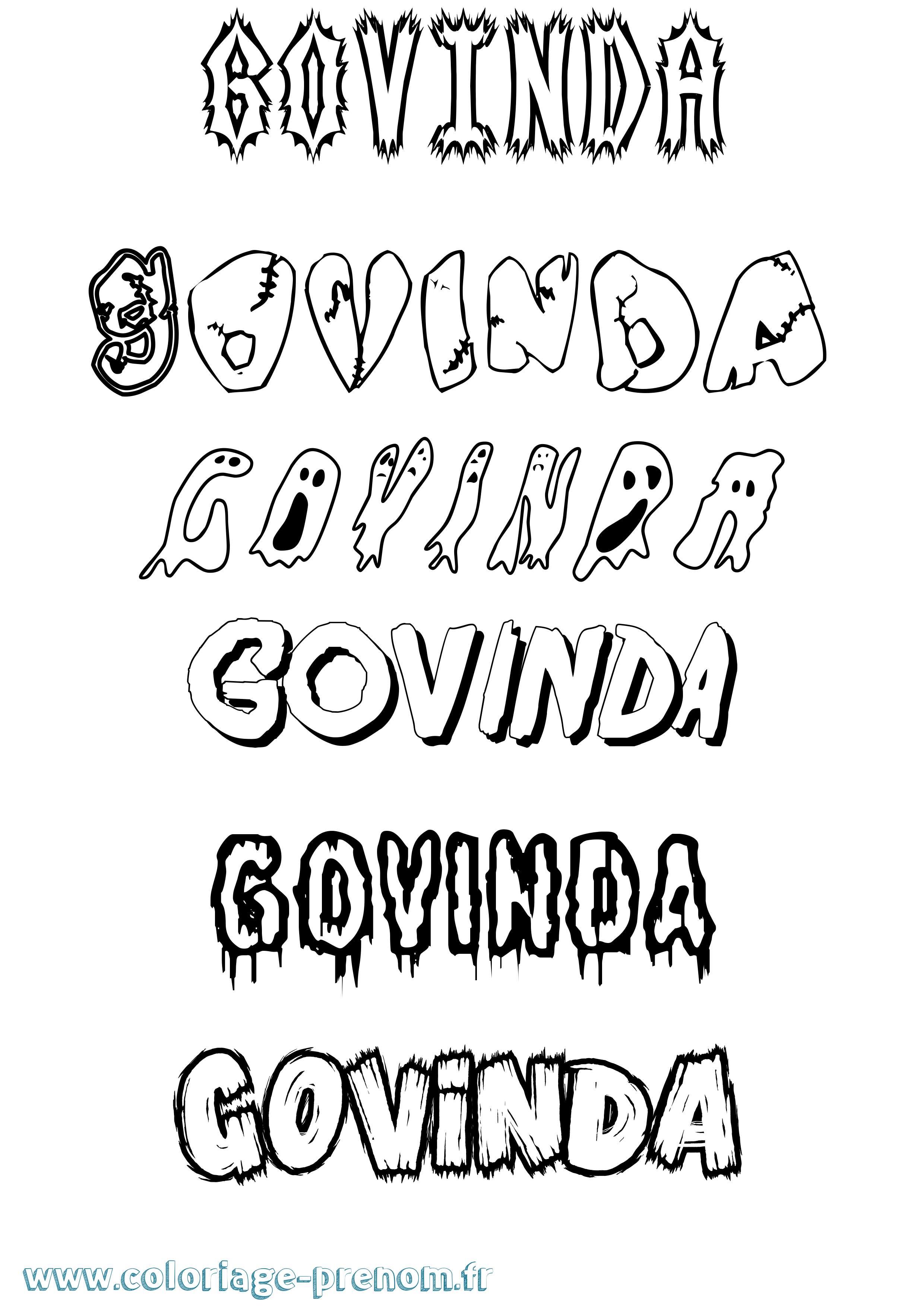 Coloriage Govinda Frisson Coloriage prénom Govinda Frisson