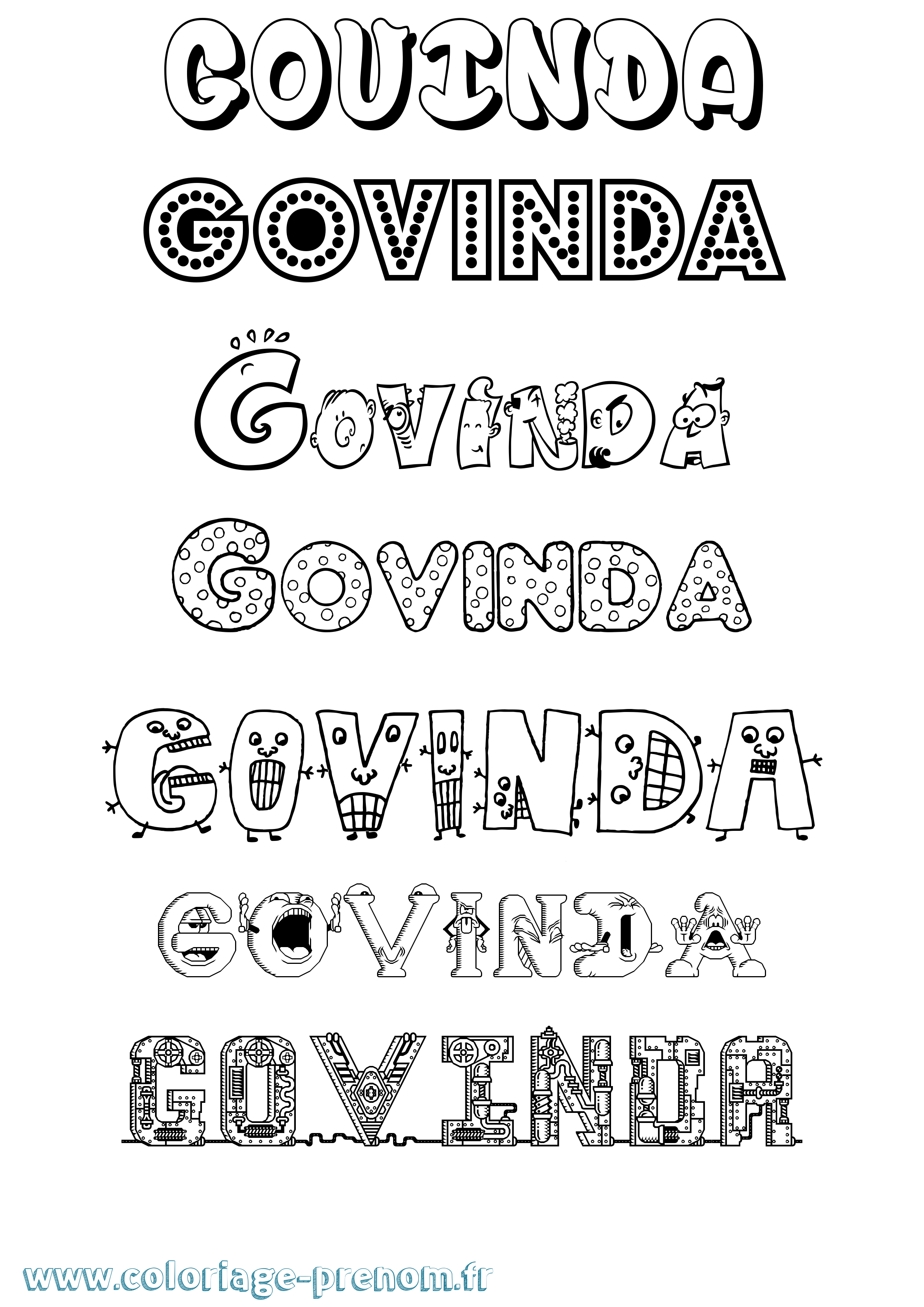 Coloriage Govinda Fun Coloriage prénom Govinda Fun