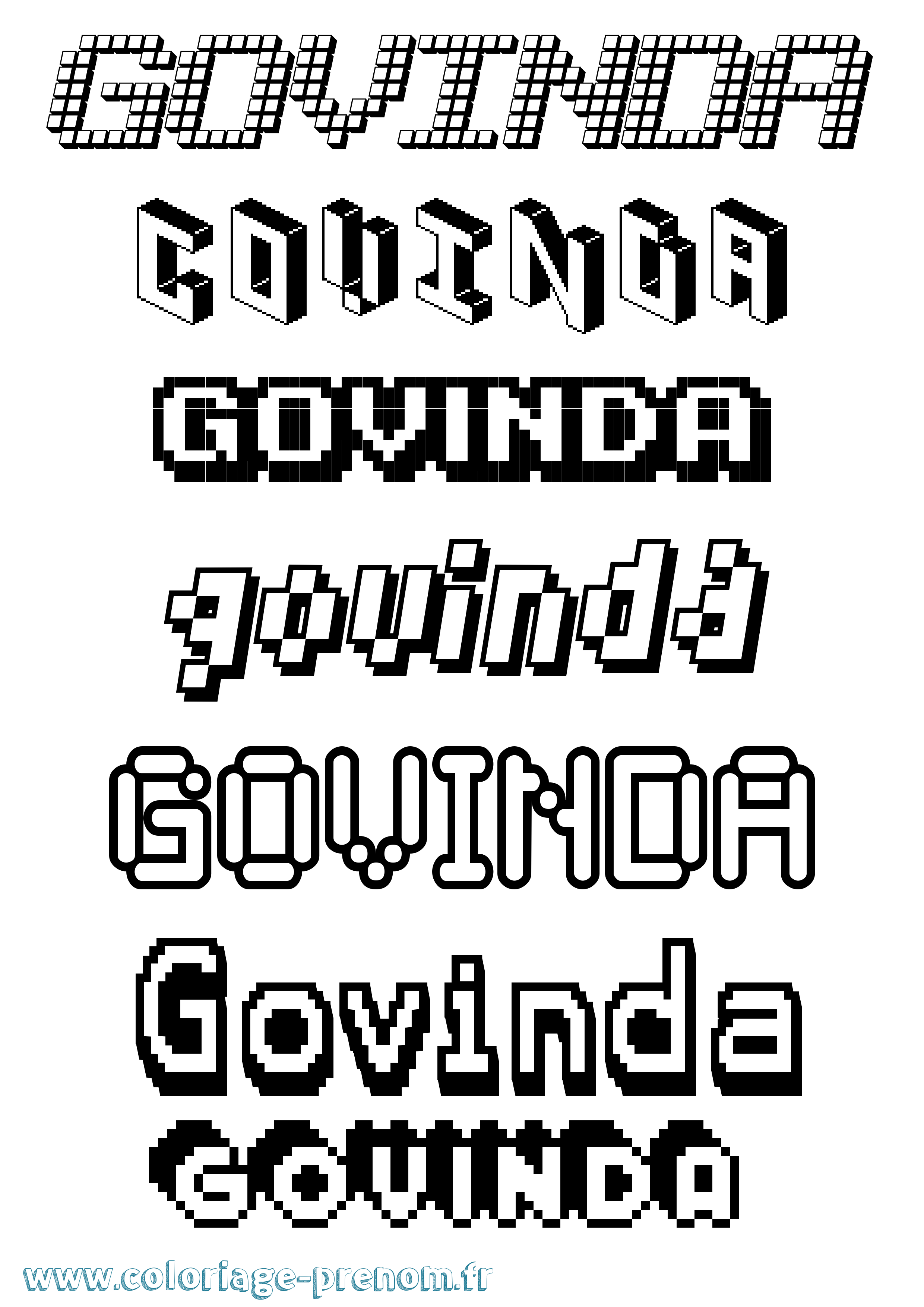 Coloriage Govinda Pixel Coloriage prénom Govinda Pixel