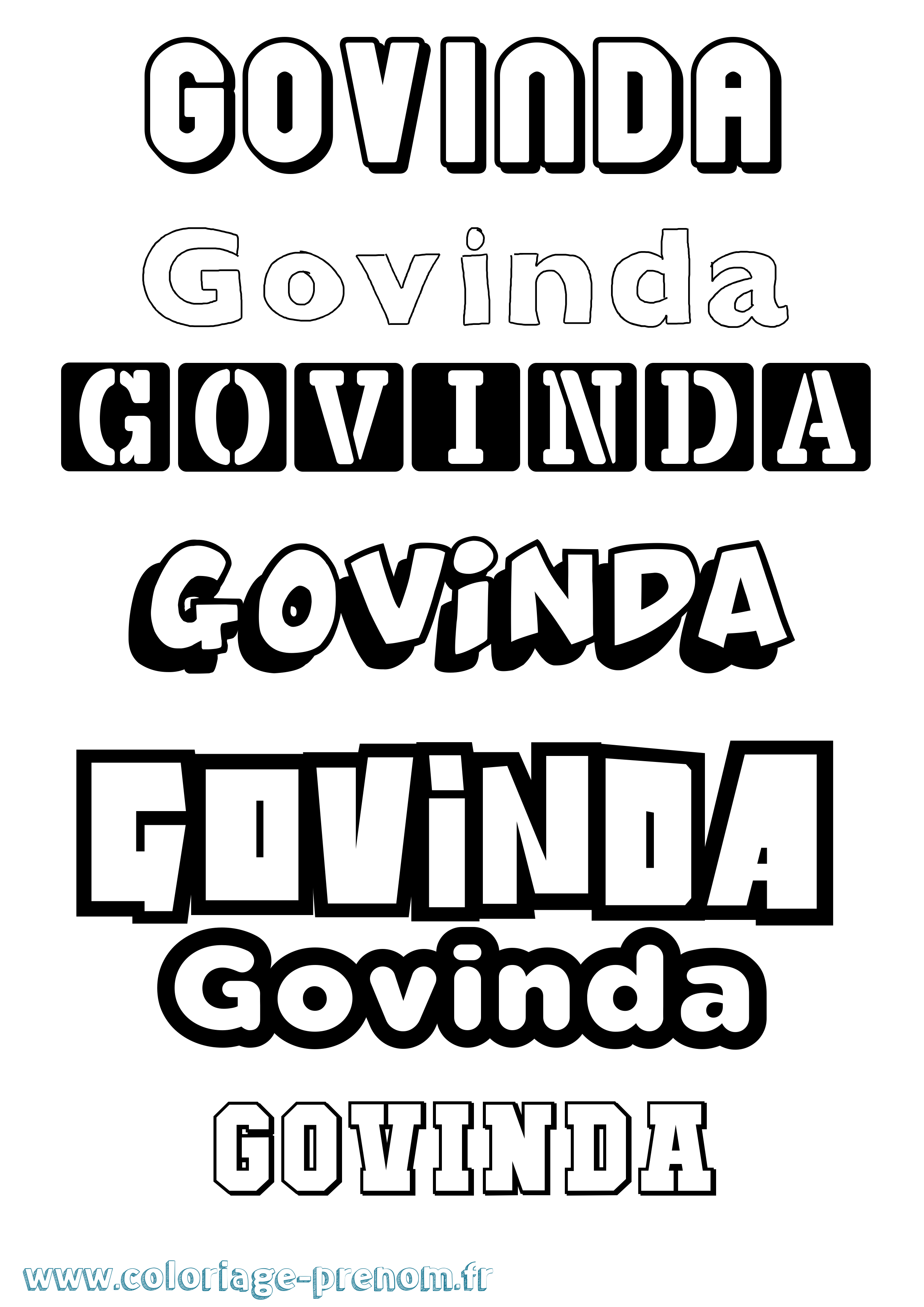Coloriage Govinda Simple Coloriage prénom Govinda Simple