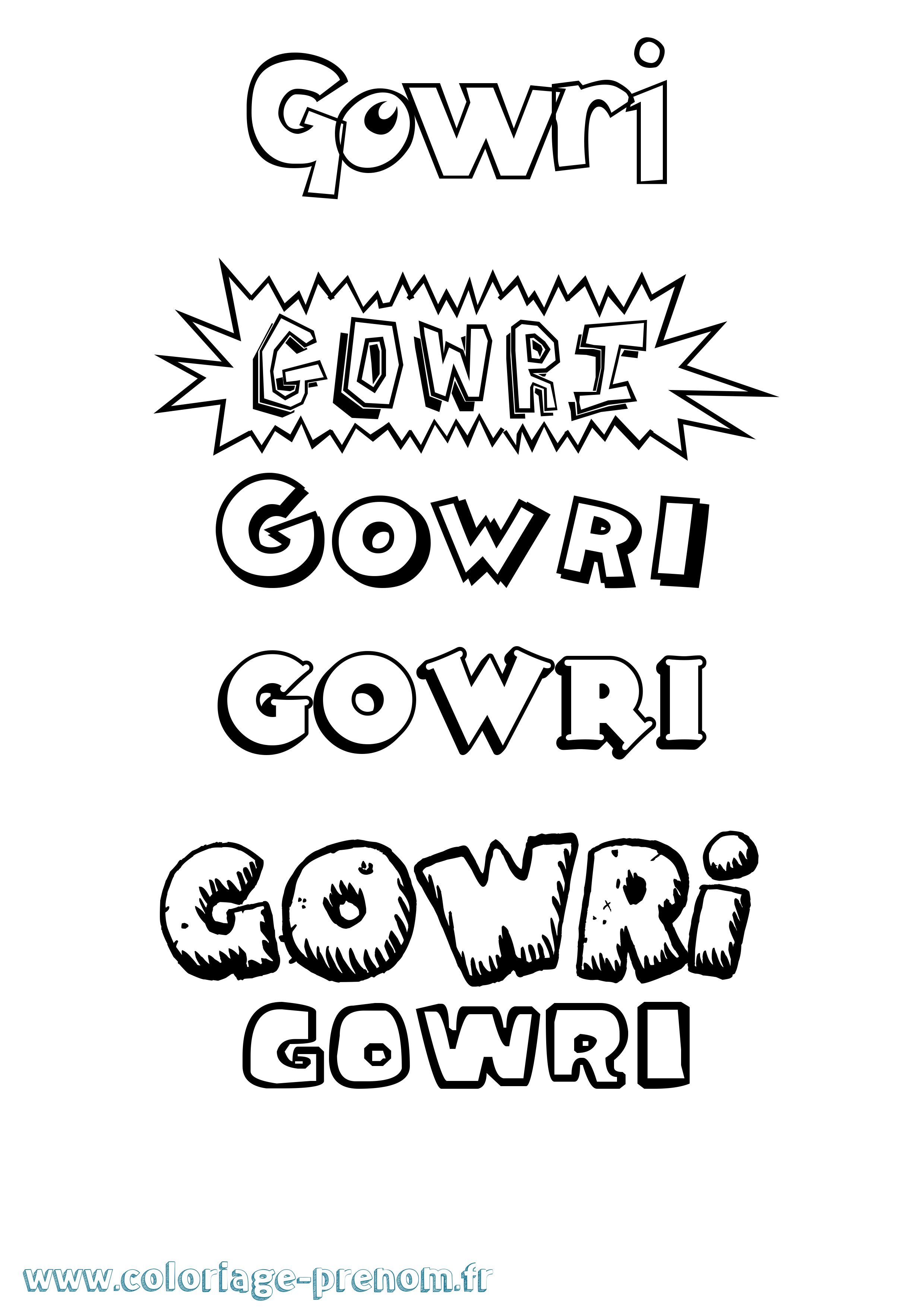 Coloriage Gowri Dessin Animé Coloriage prénom Gowri Dessin Animé