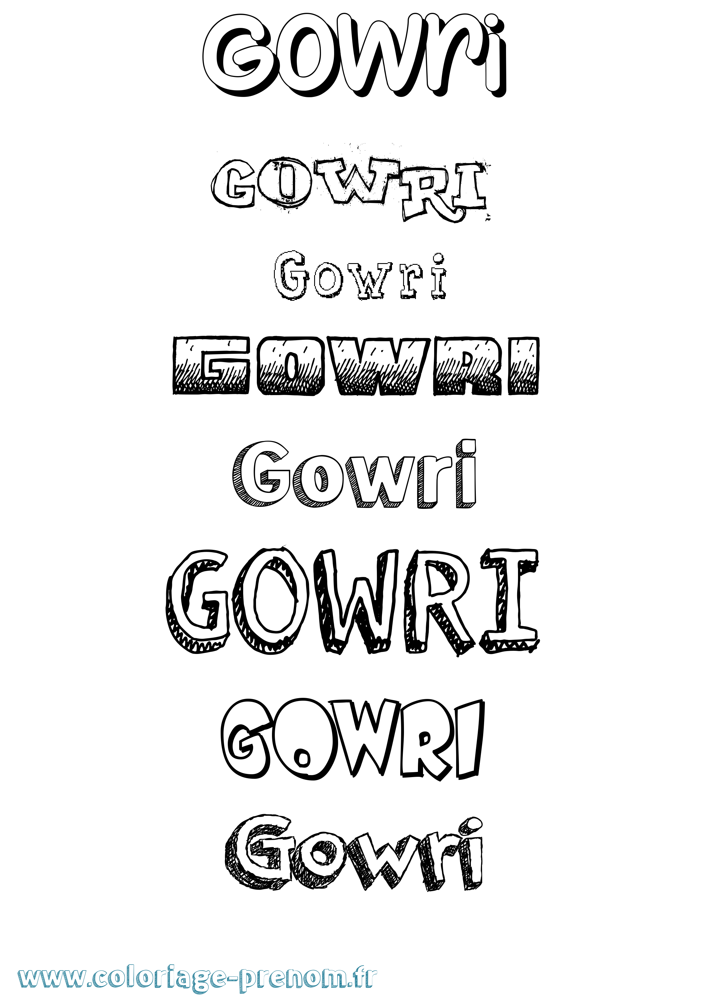 Coloriage Gowri Dessiné Coloriage prénom Gowri Dessiné