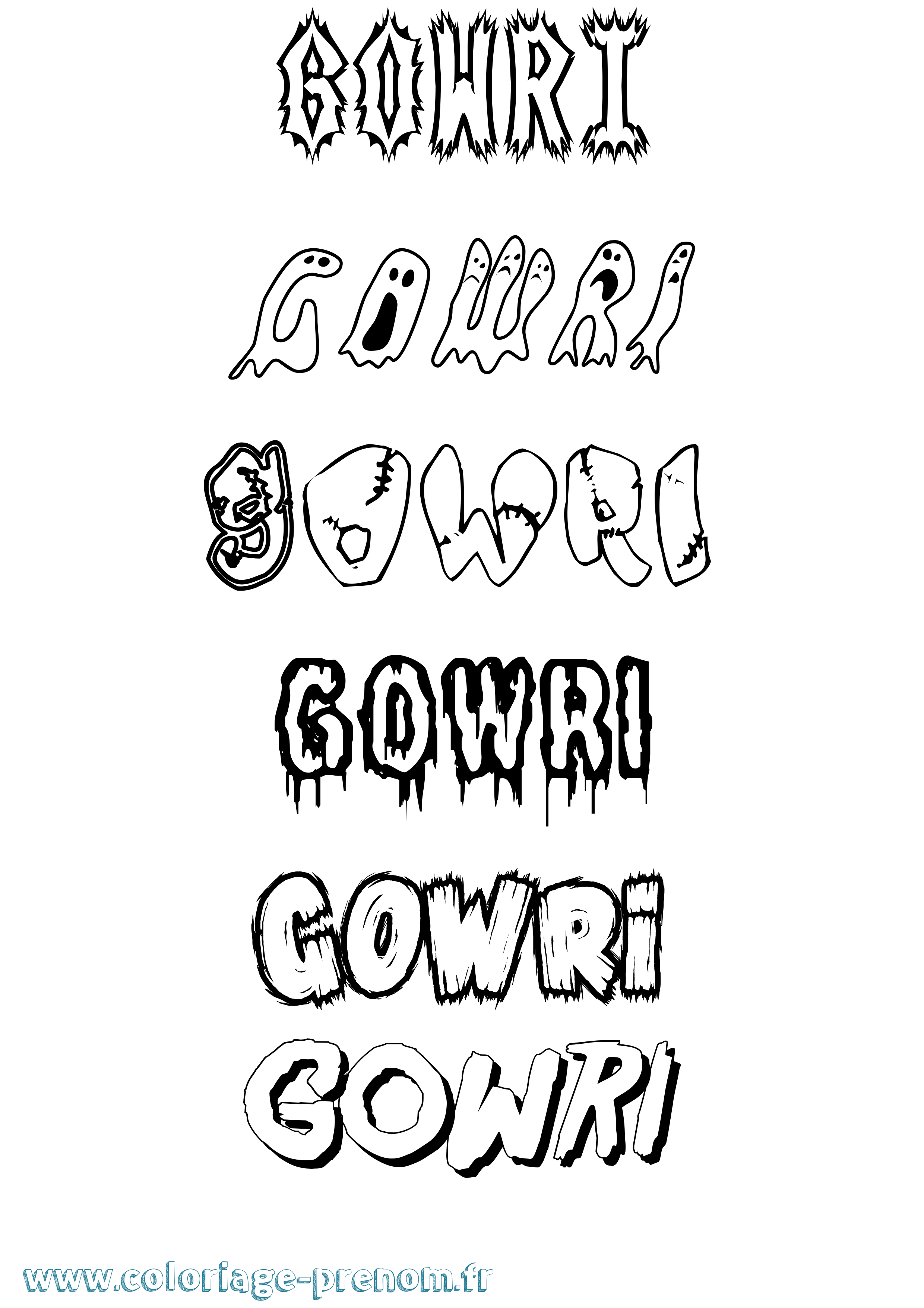 Coloriage Gowri Frisson Coloriage prénom Gowri Frisson