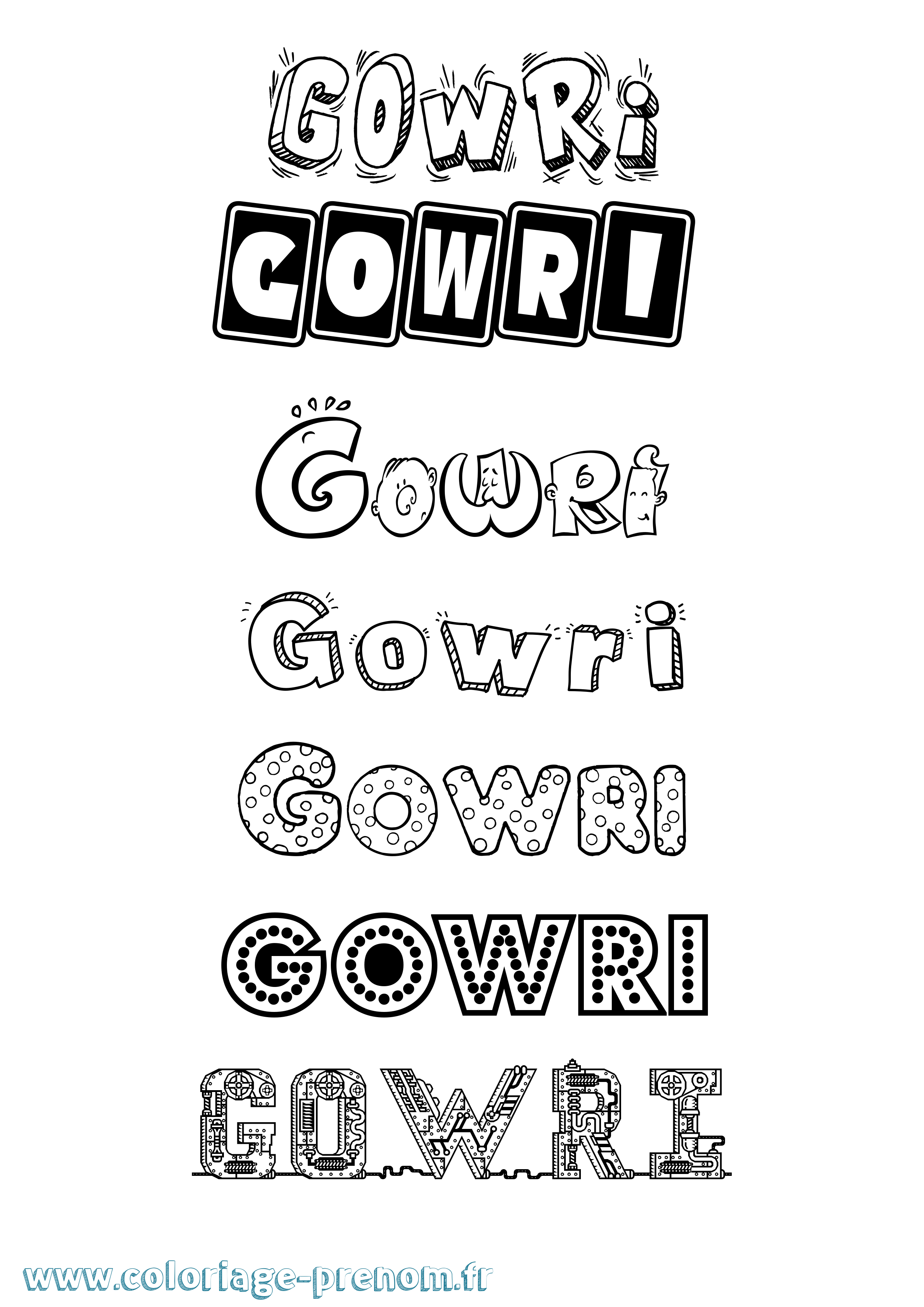 Coloriage Gowri Fun Coloriage prénom Gowri Fun
