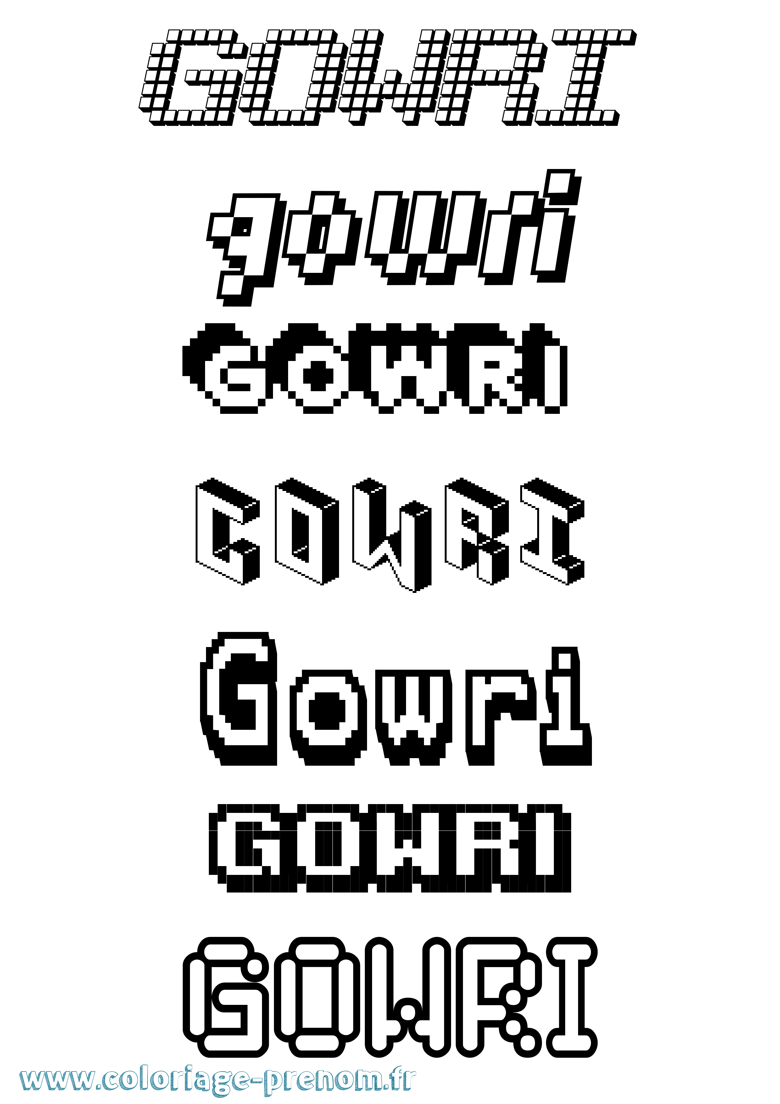 Coloriage Gowri Pixel Coloriage prénom Gowri Pixel