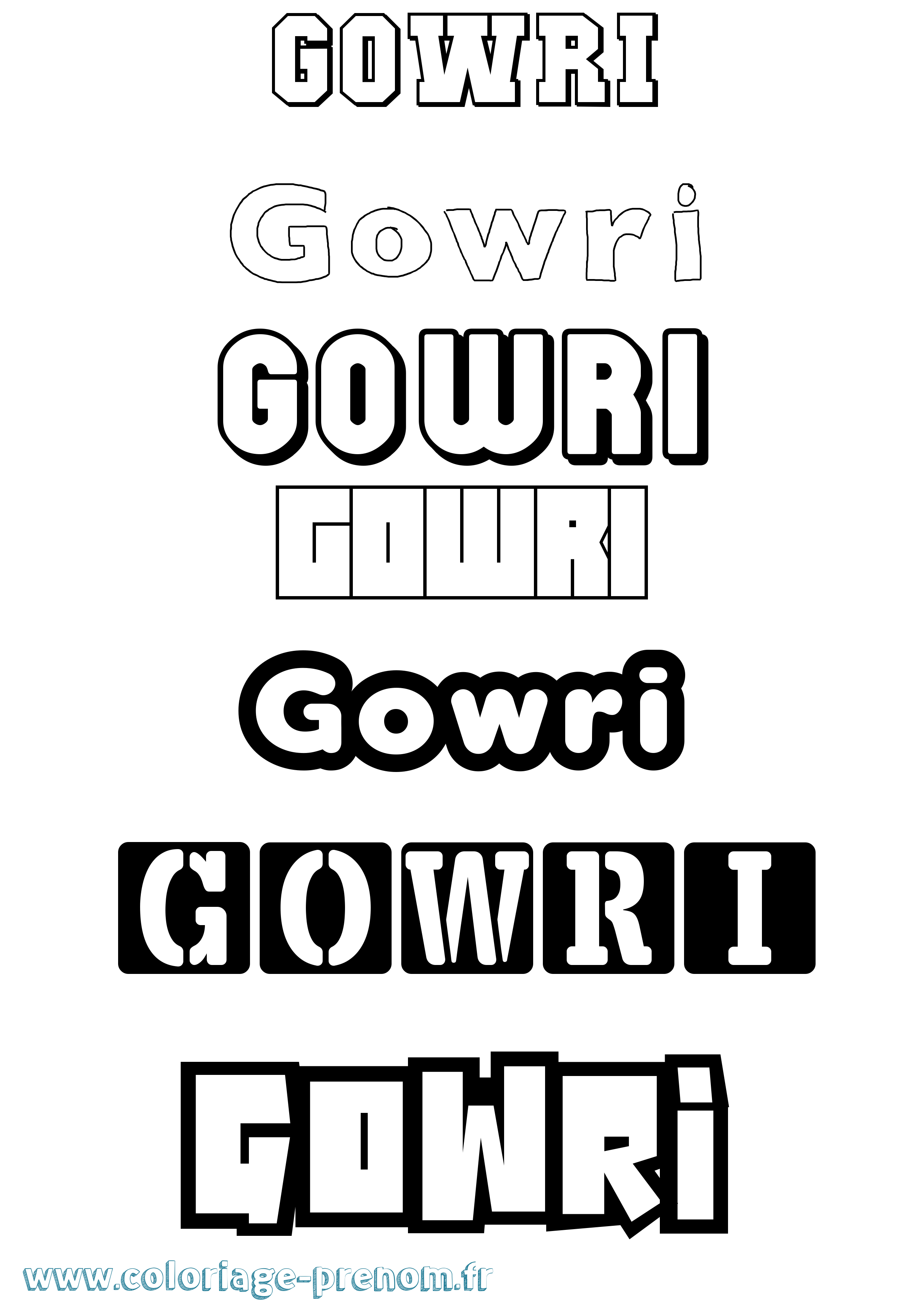 Coloriage Gowri Simple Coloriage prénom Gowri Simple