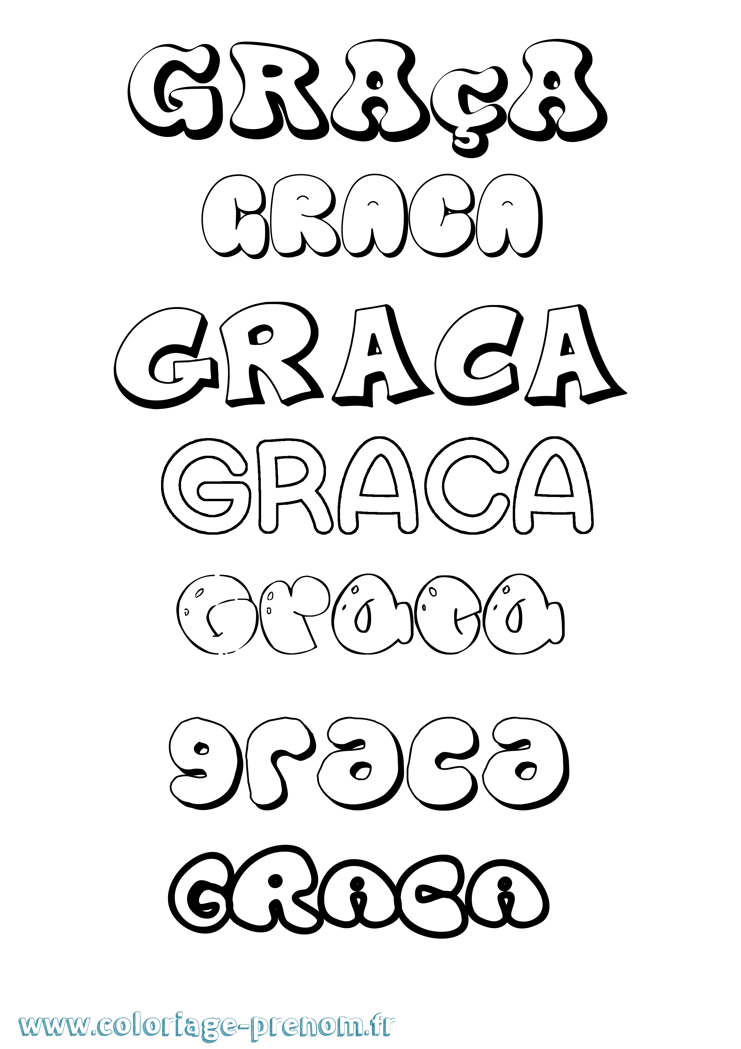 Coloriage Graça Bubble Coloriage prénom Graça Bubble
