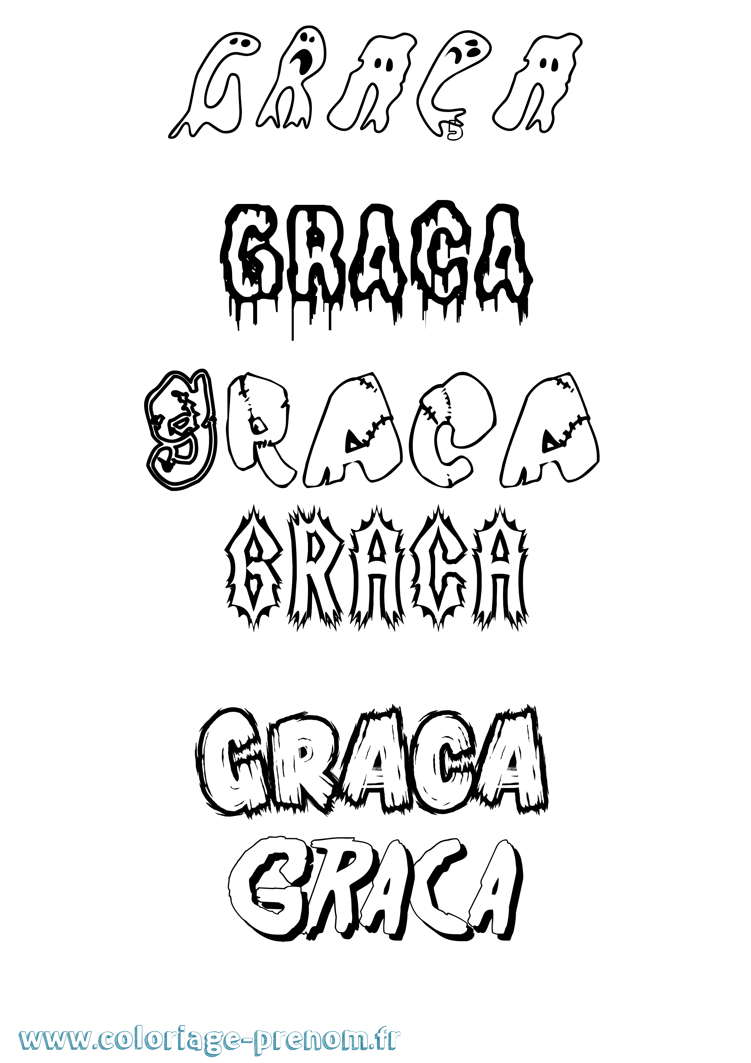 Coloriage Graça Frisson Coloriage prénom Graça Frisson
